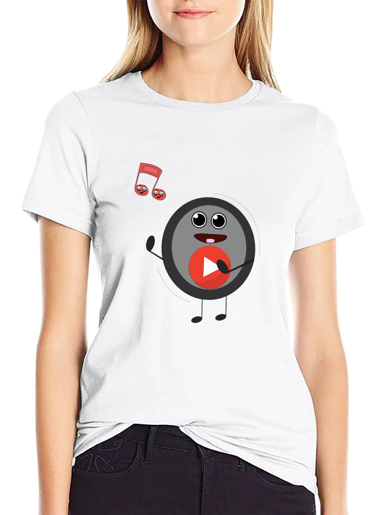 Black Musical Record Cartoon Black T-Shirt view 9