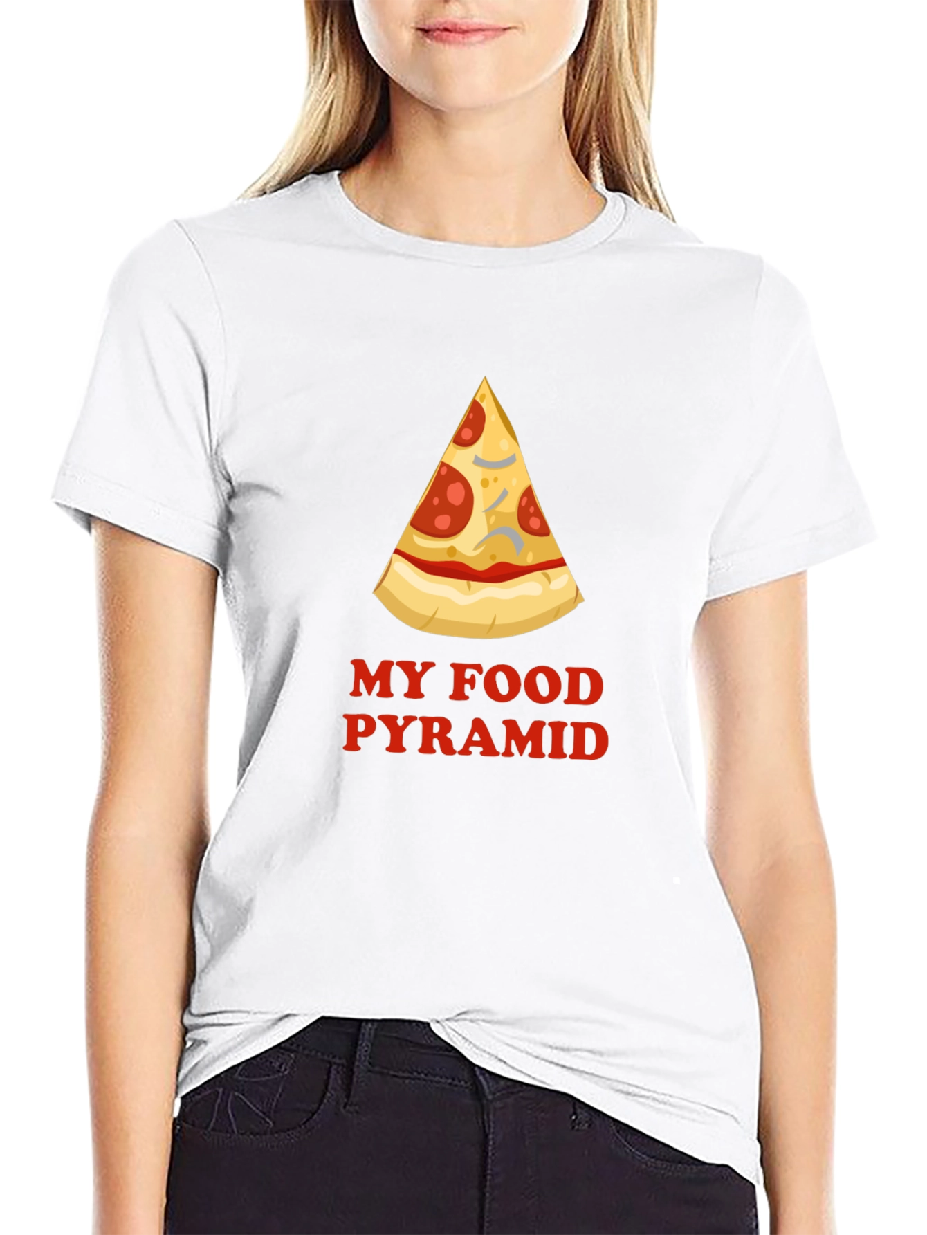 Black Pizza Food Pyramid Graphic Tee - Funny Men's T-Shirt view 9
