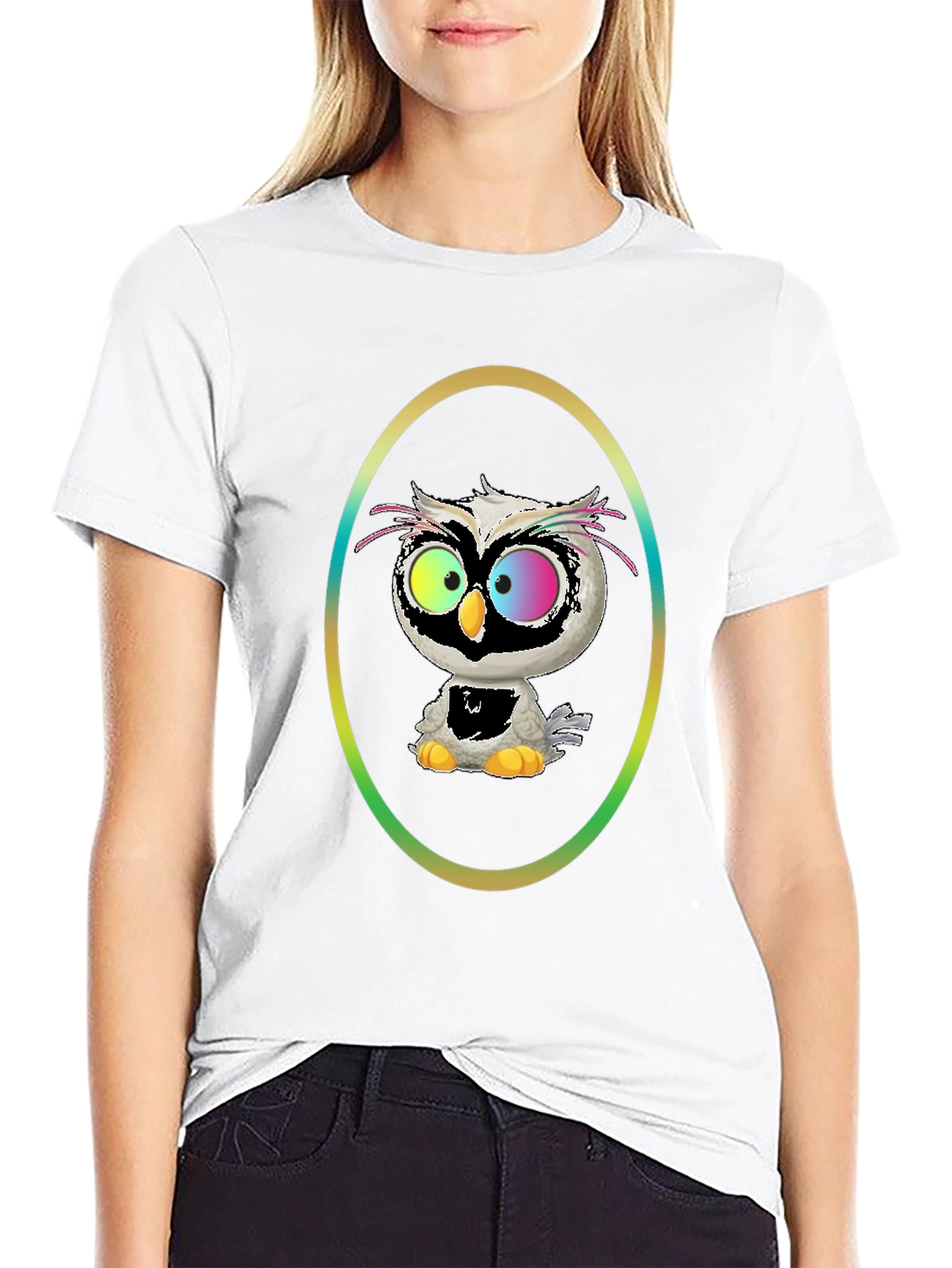 Black Owl Graphic Tee - Quirky Cartoon Bird view 9