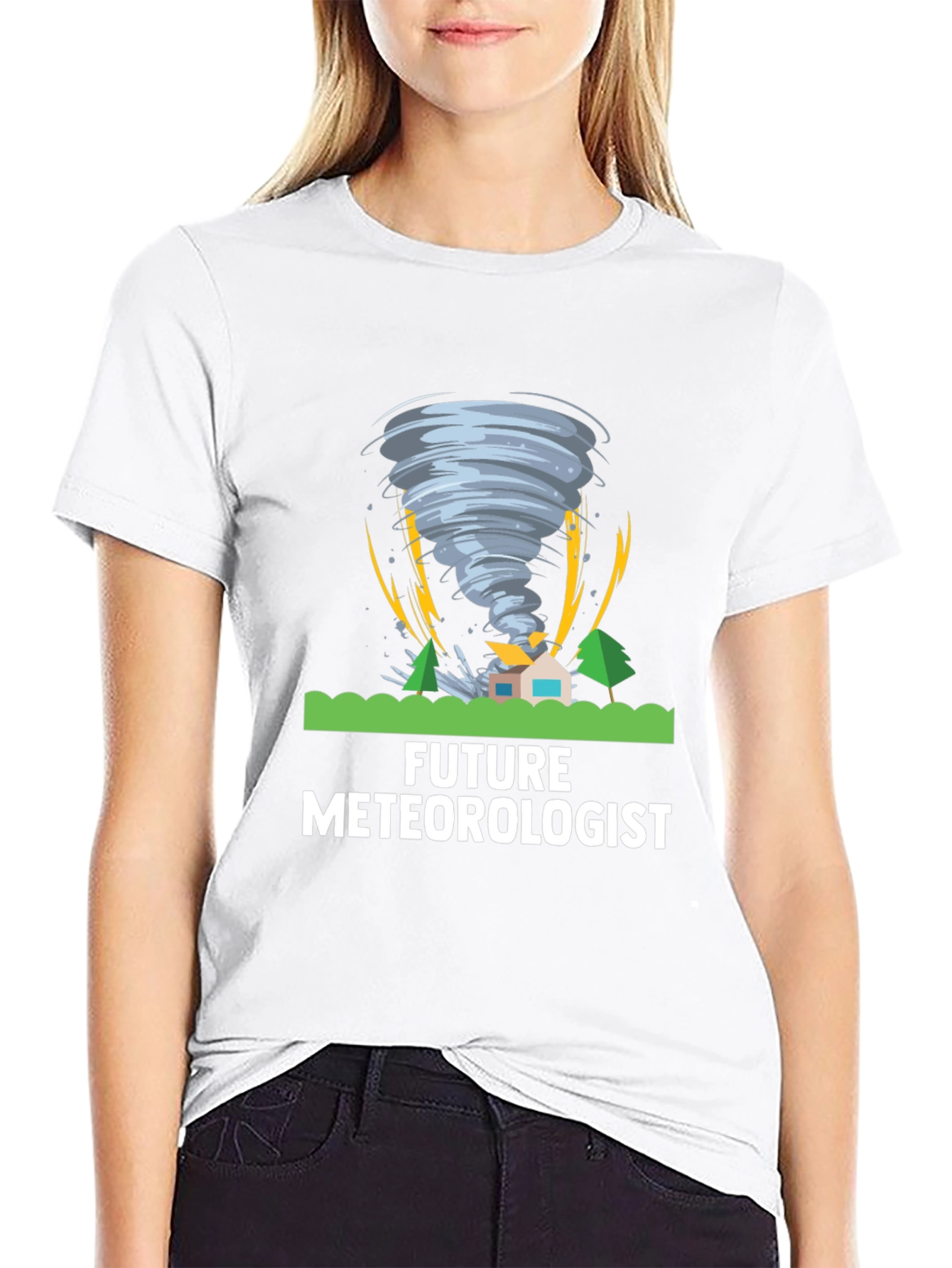Black Future Meteorologist Tornado Graphic T-Shirt view 9
