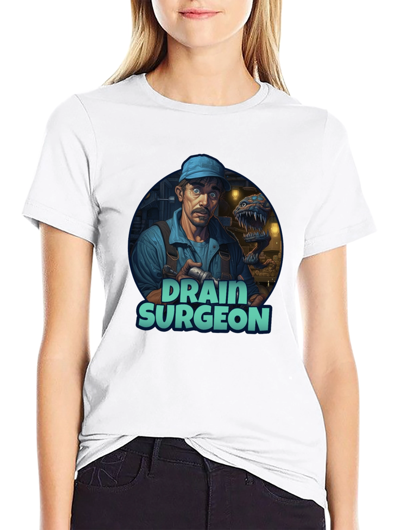 Black Drain Surgeon Graphic Tee - Unique Novelty T-Shirt view 9