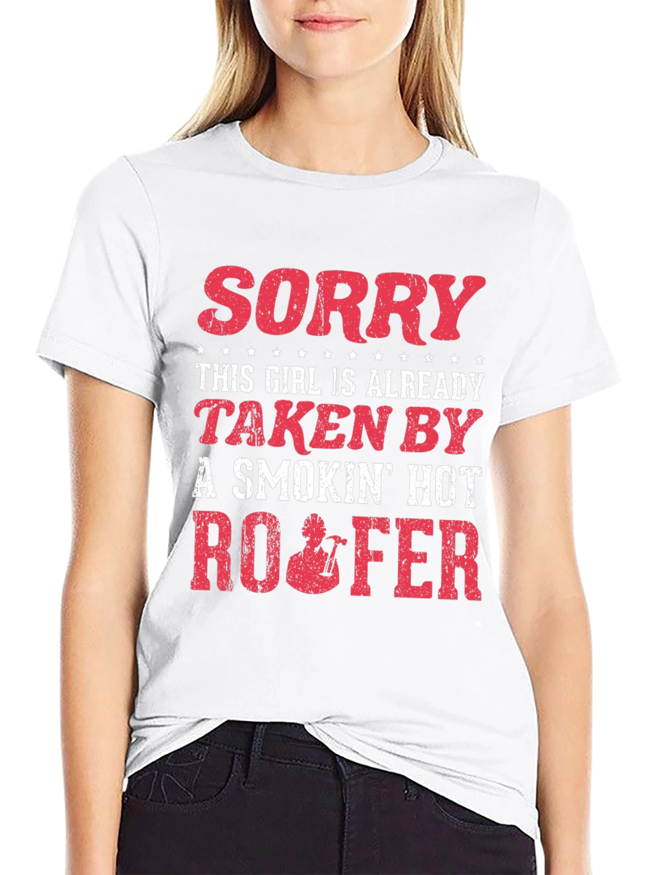 Black Funny Roofer T-Shirt - Taken by a Smokin' Hot Roofer view 9