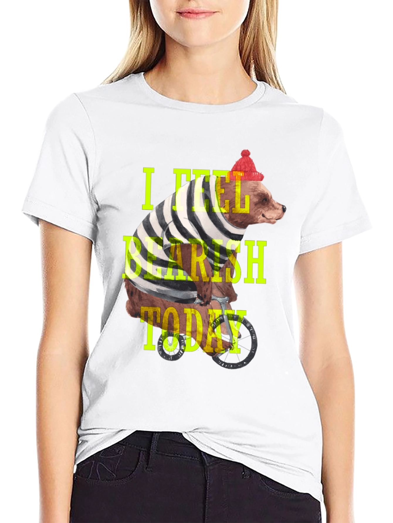 Black Bearish Today Graphic Tee - Black Cotton T-Shirt view 9