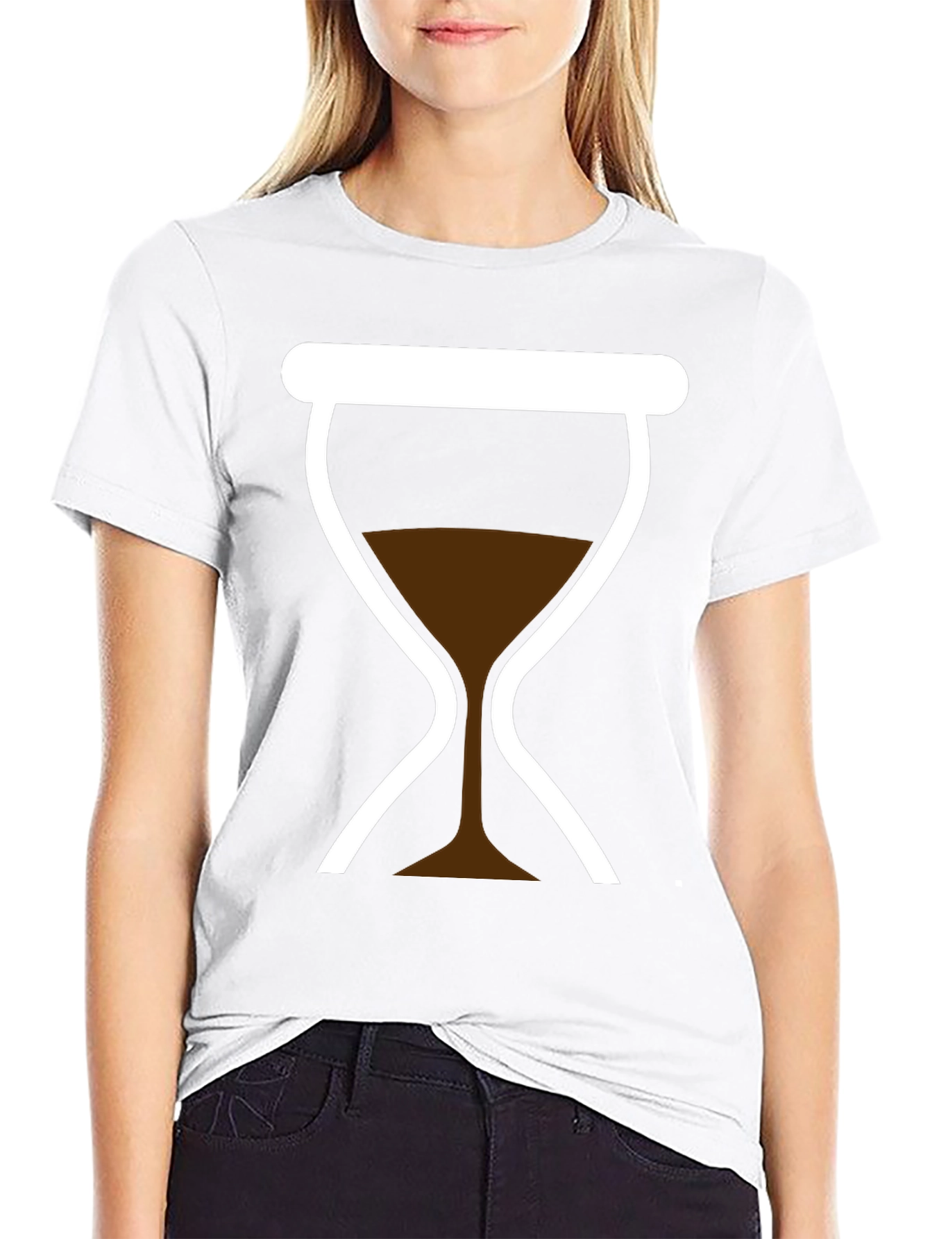 Black Stylish Hourglass Graphic Tee - Classic Design, Black Shirt view 9