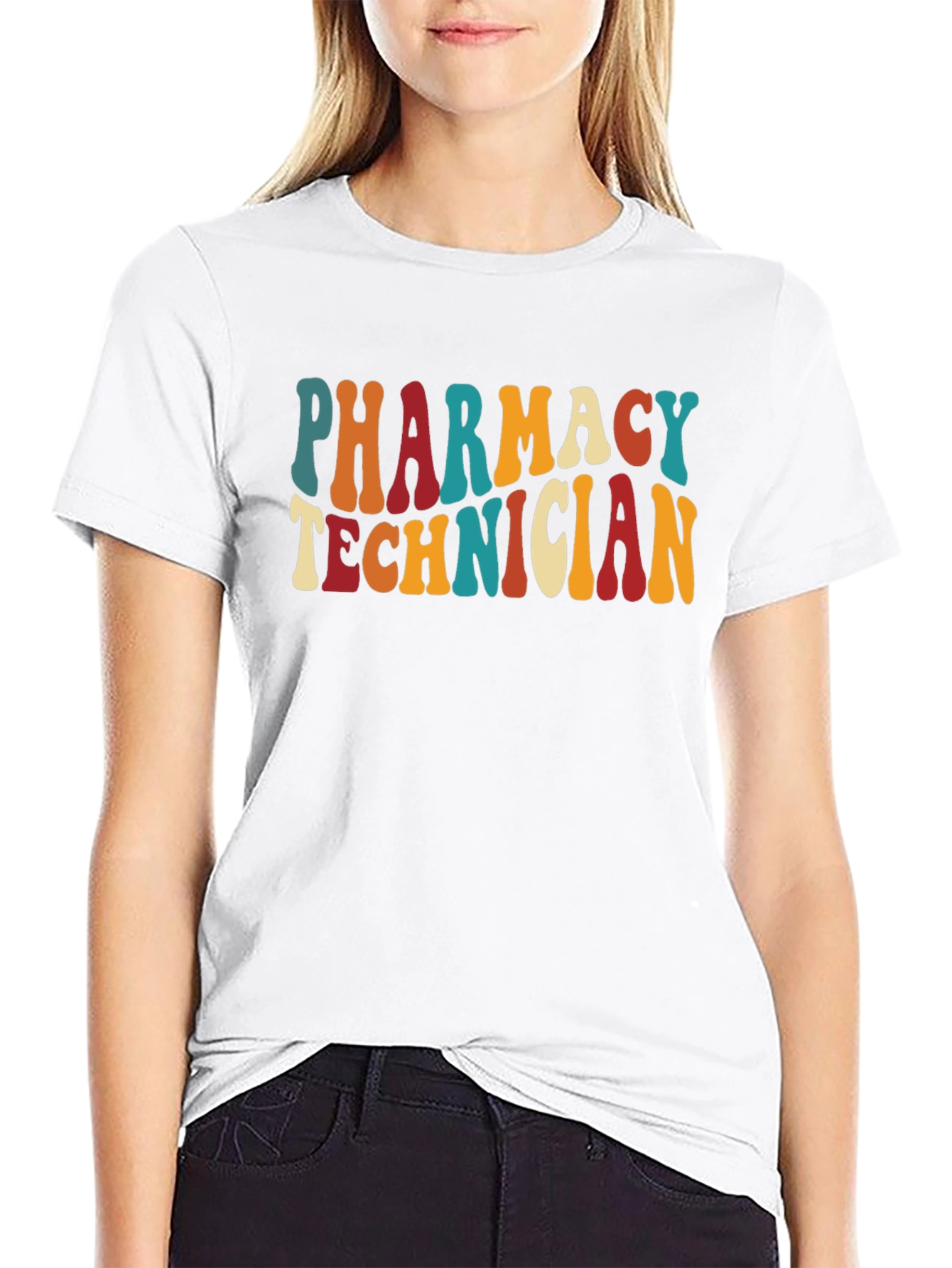 Black Pharmacy Technician Retro T-Shirt view 9