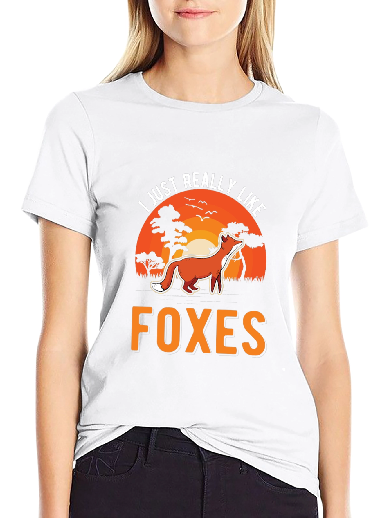 Black I Just Really Like Foxes Graphic Tee view 9