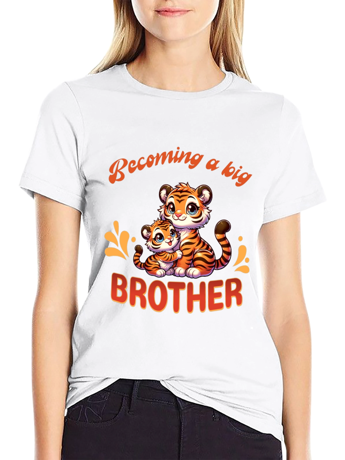 Black Becoming a Big Brother Tiger Graphic T-Shirt view 9