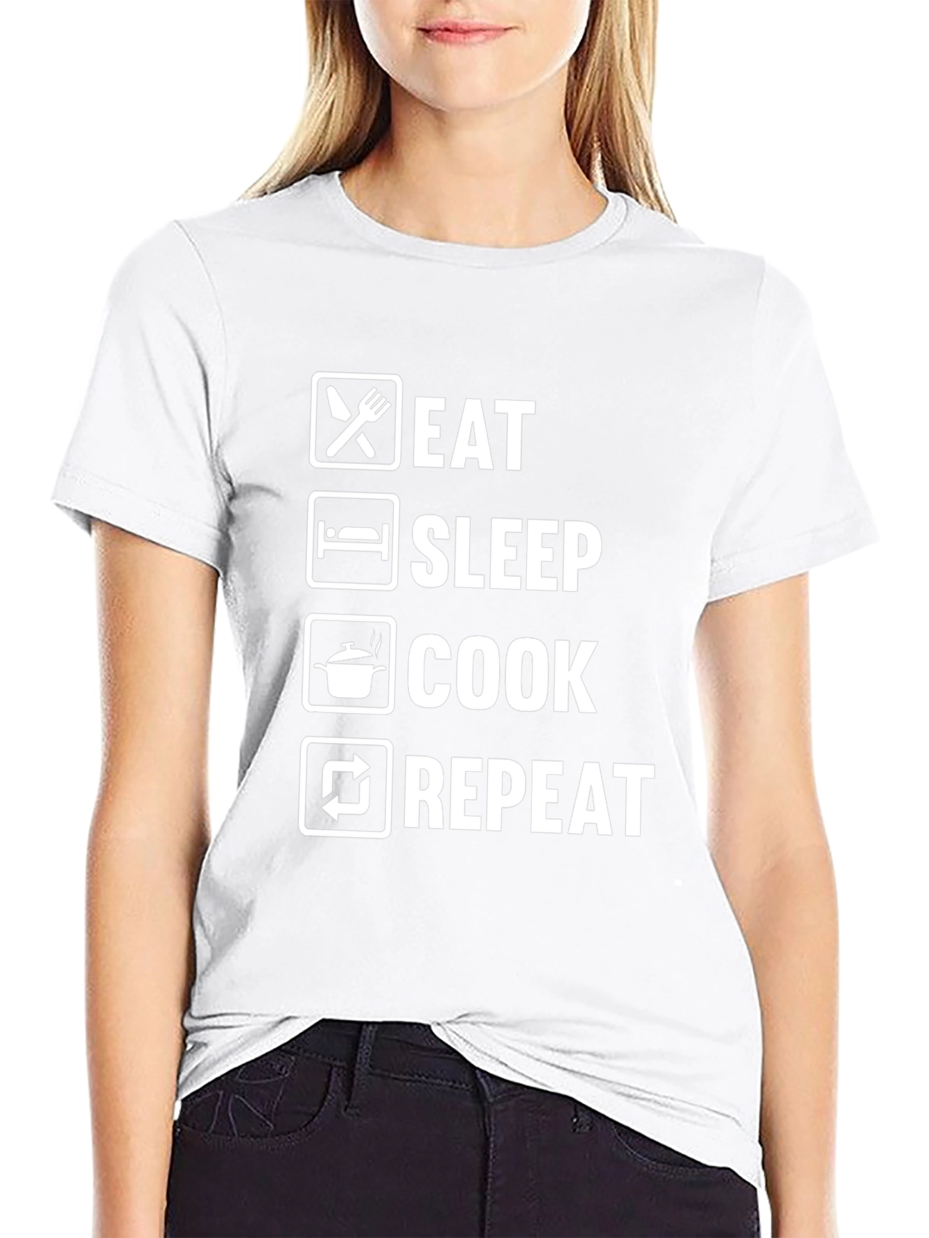 Black Eat Sleep Cook Repeat Funny Chef T-Shirt view 9