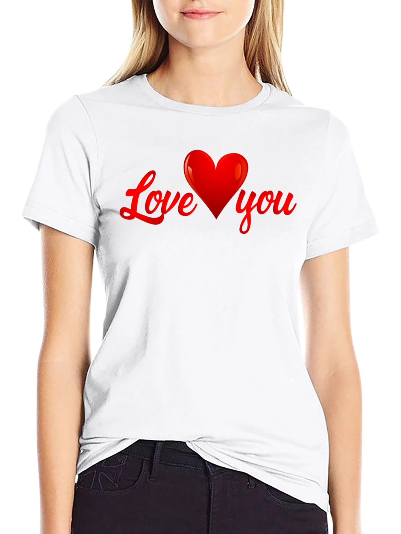 Black Love You Heart Graphic T-Shirt - Black view 9