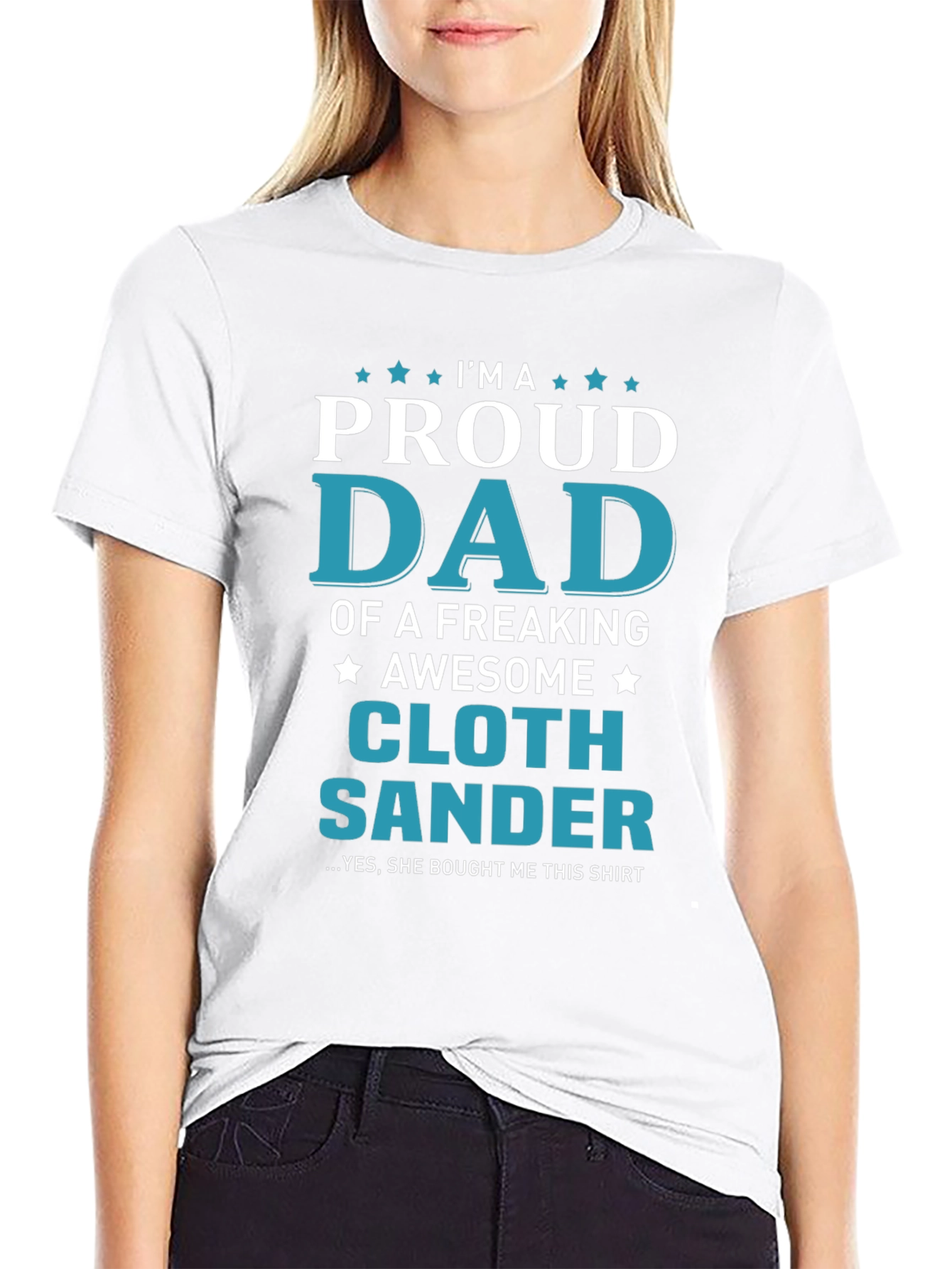 Black Proud Dad of a Cloth Sander T-Shirt view 9