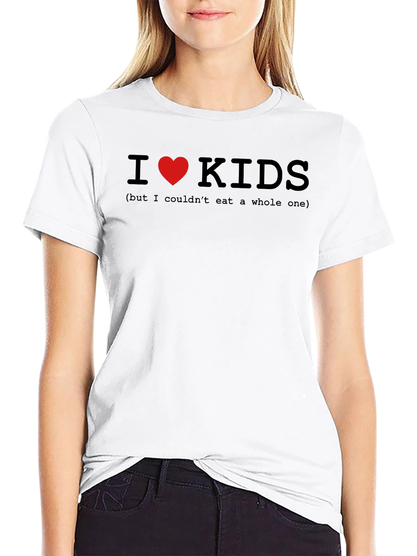 Black I Heart Kids Humor T-Shirt - Graphic Tee view 9
