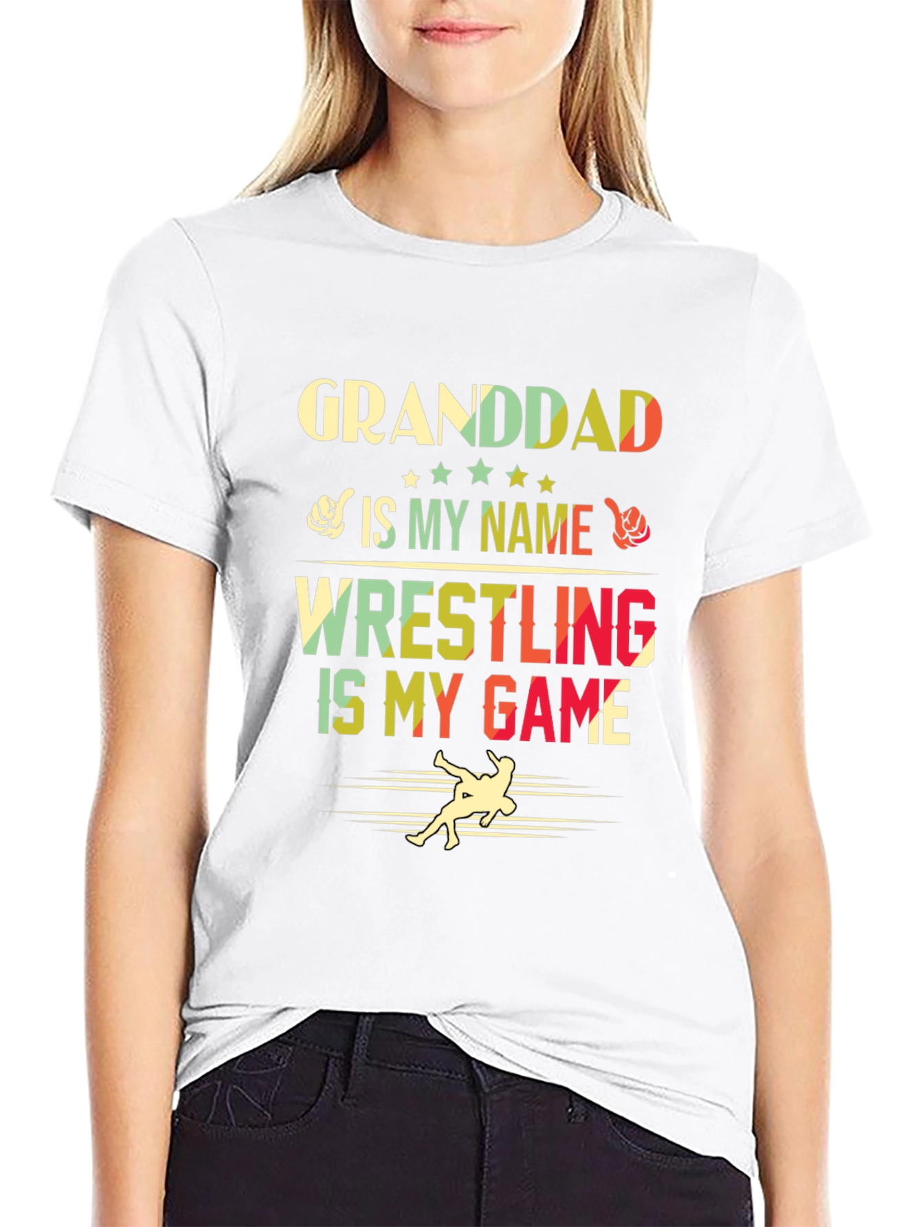 Black Granddad Wrestling T-Shirt - Gift for Wrestling Grandpa view 9