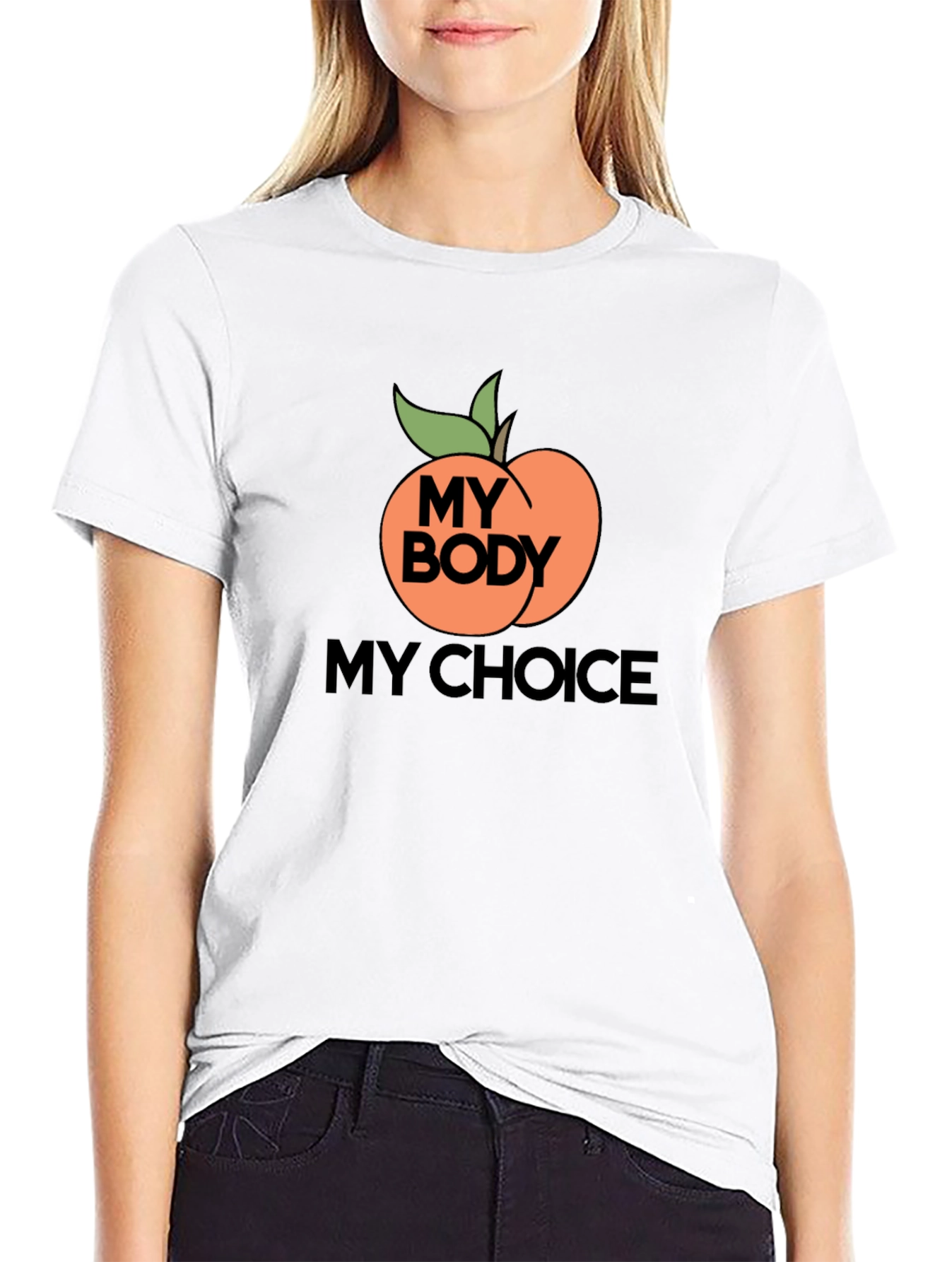 Black My Body My Choice Peach Graphic Tee view 9