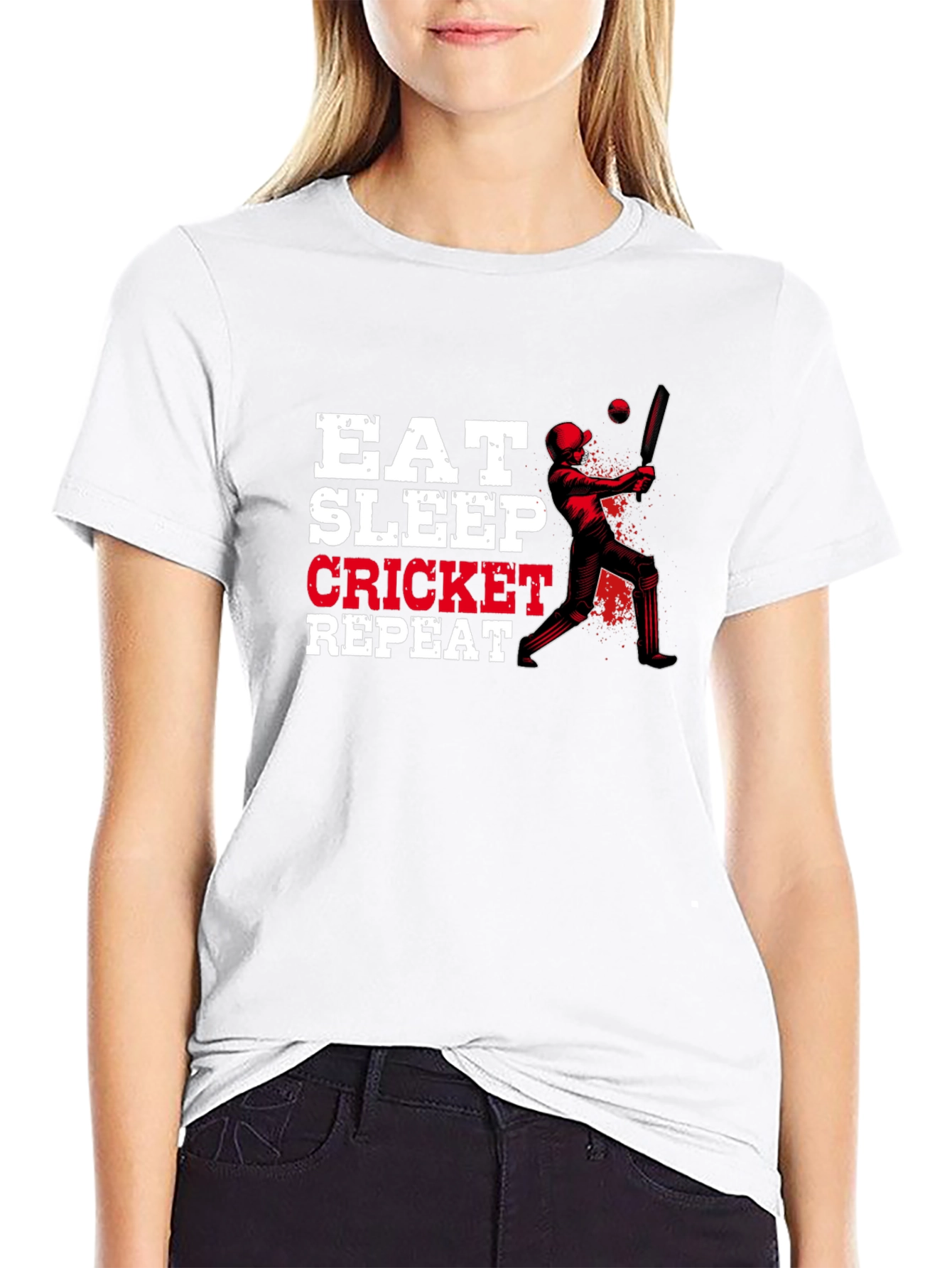 Eat Sleep Cricket Repeat Graphic Tee - 9