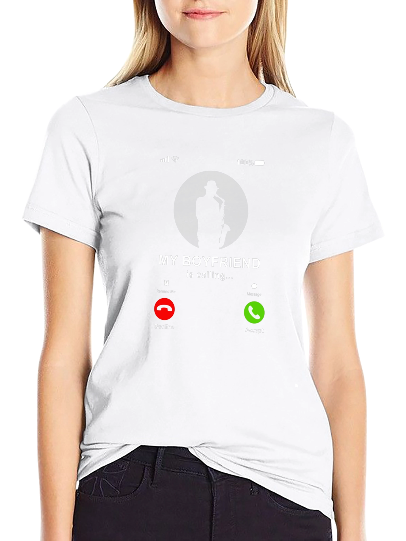 Black My Boyfriend is Calling Saxophone T-Shirt view 9