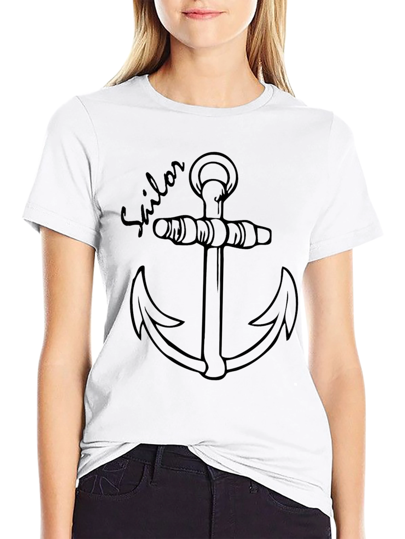 Black Sailor Anchor Graphic Tee view 9