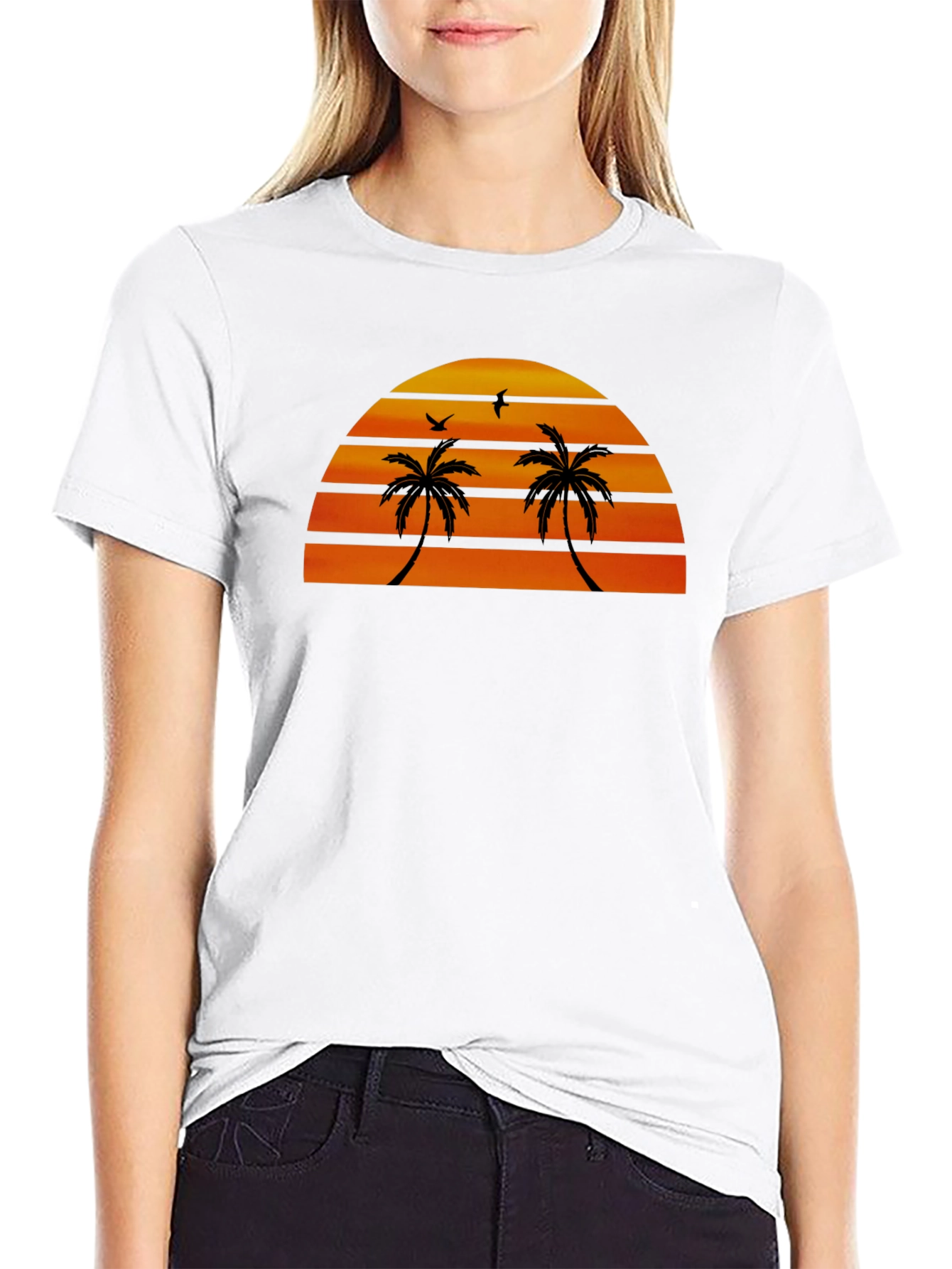 Black Sunset Palm Tree Graphic Tee view 9