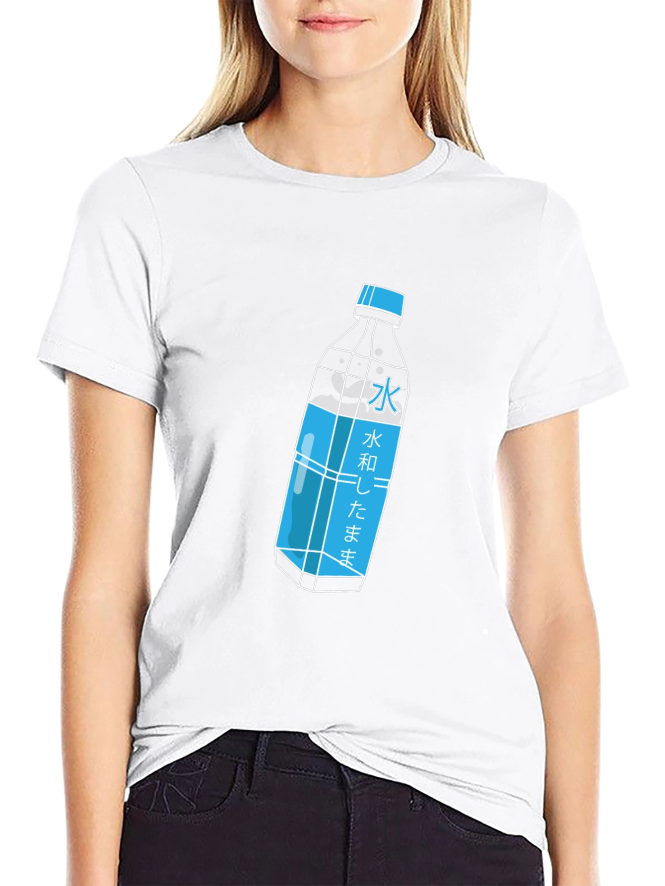 Black Cool Graphic Tee - Japanese Water Bottle Print view 9