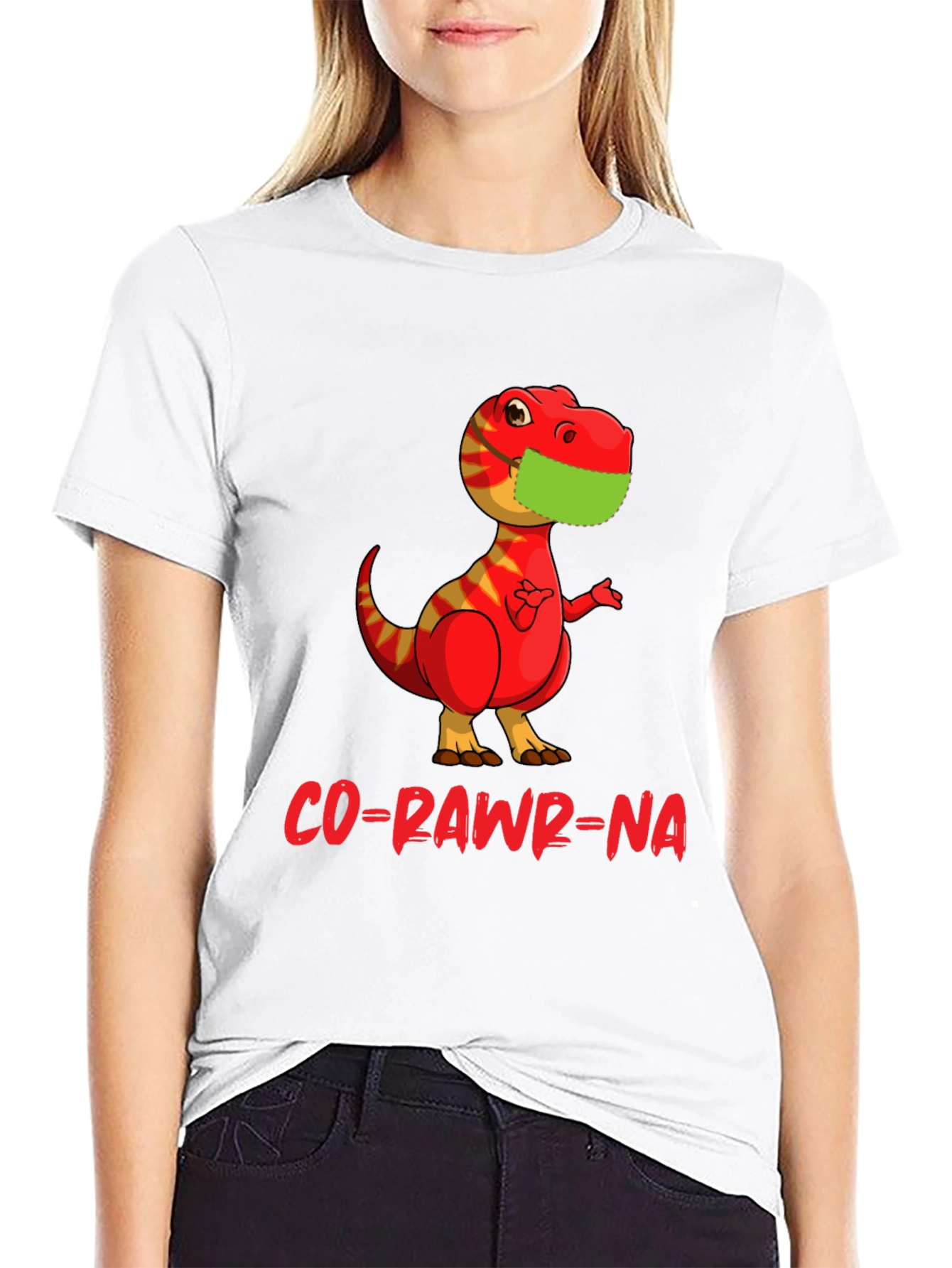 Black Co-Rawr-Na Dinosaur Graphic T-Shirt view 9