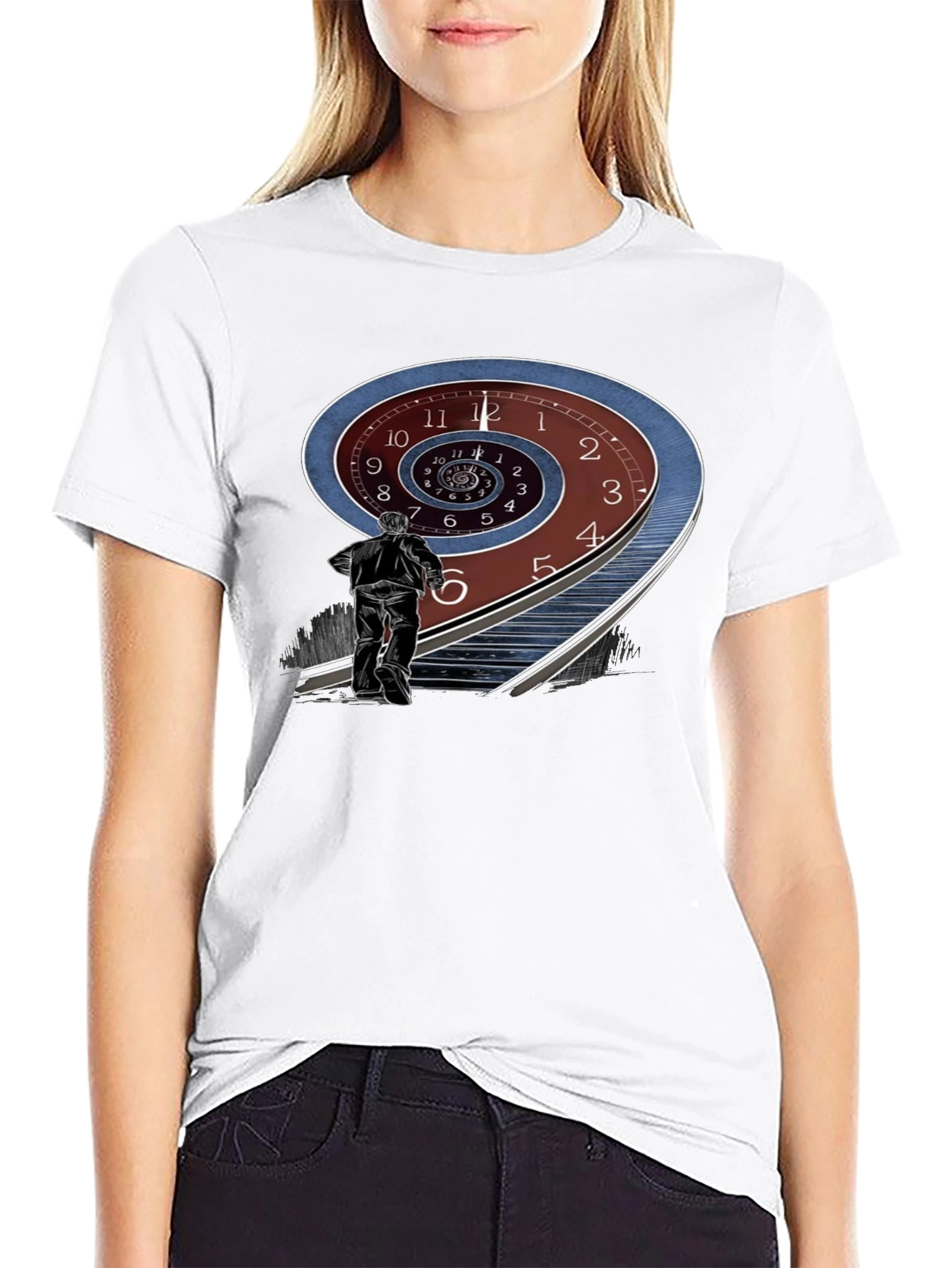 Black Time Spiral Graphic Tee - Black Cotton Blend view 9