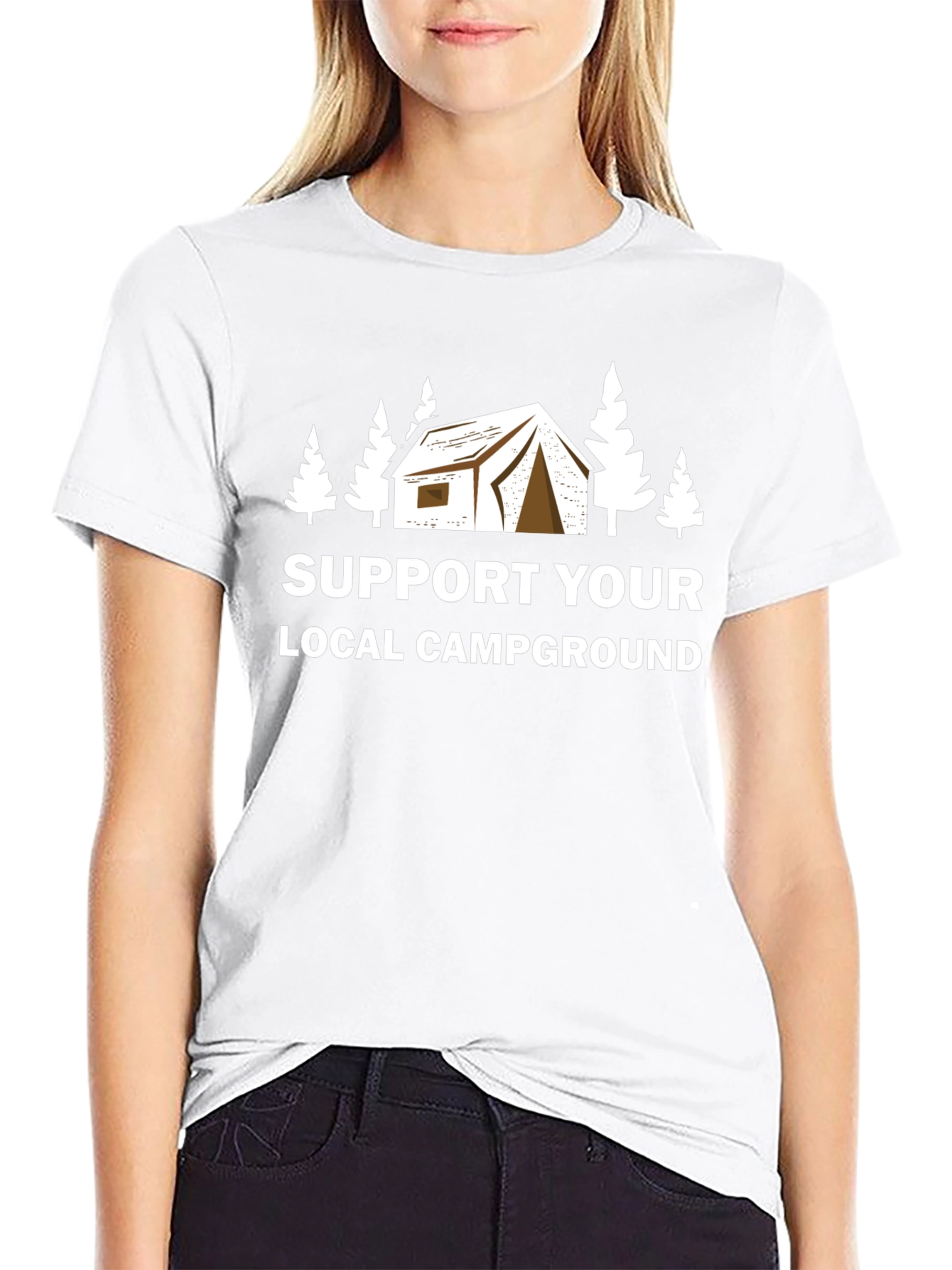 Black Support Your Local Campground Black T-Shirt view 9