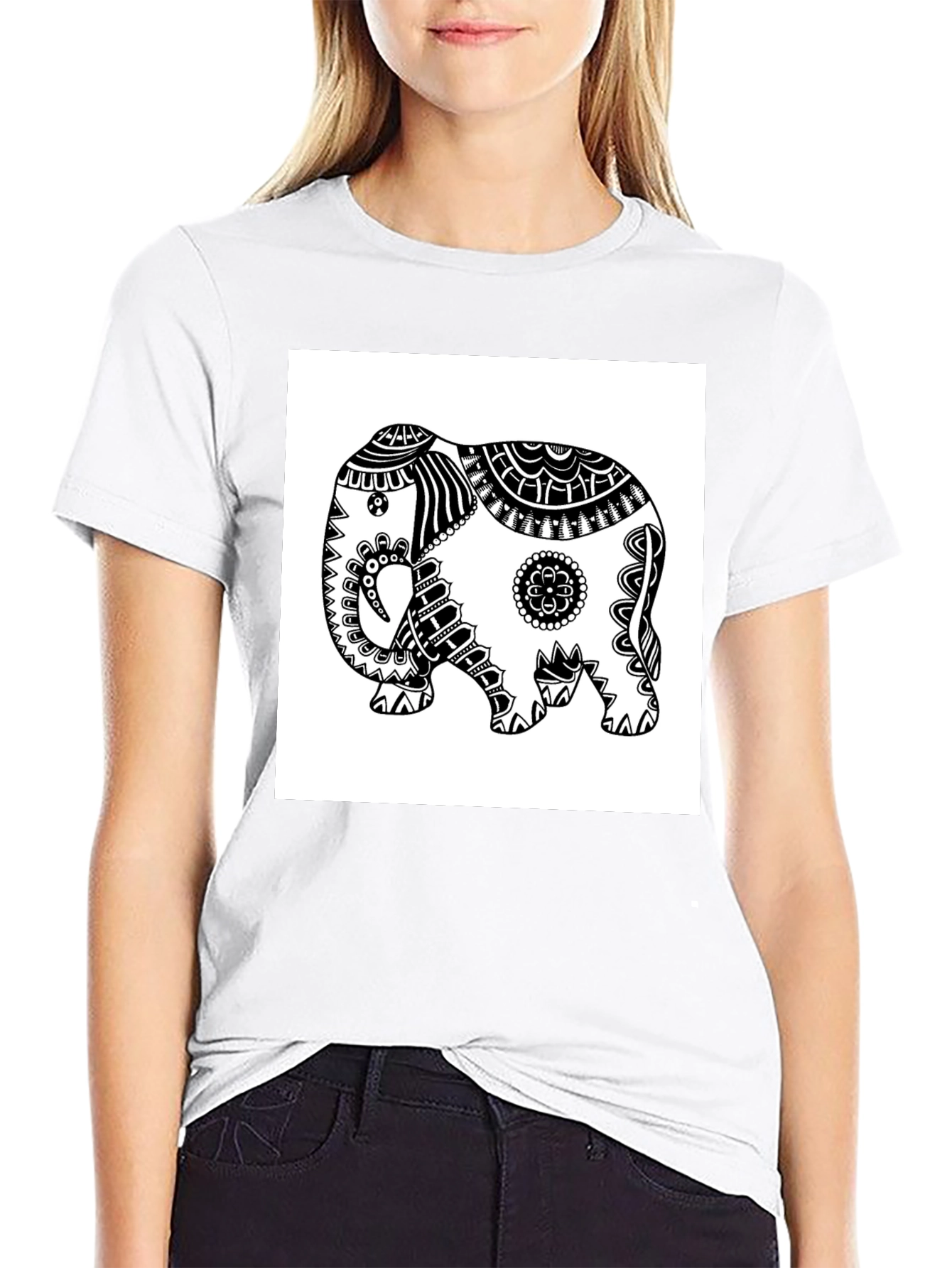 Black Elephant Graphic Tee - Black Casual T-Shirt view 9