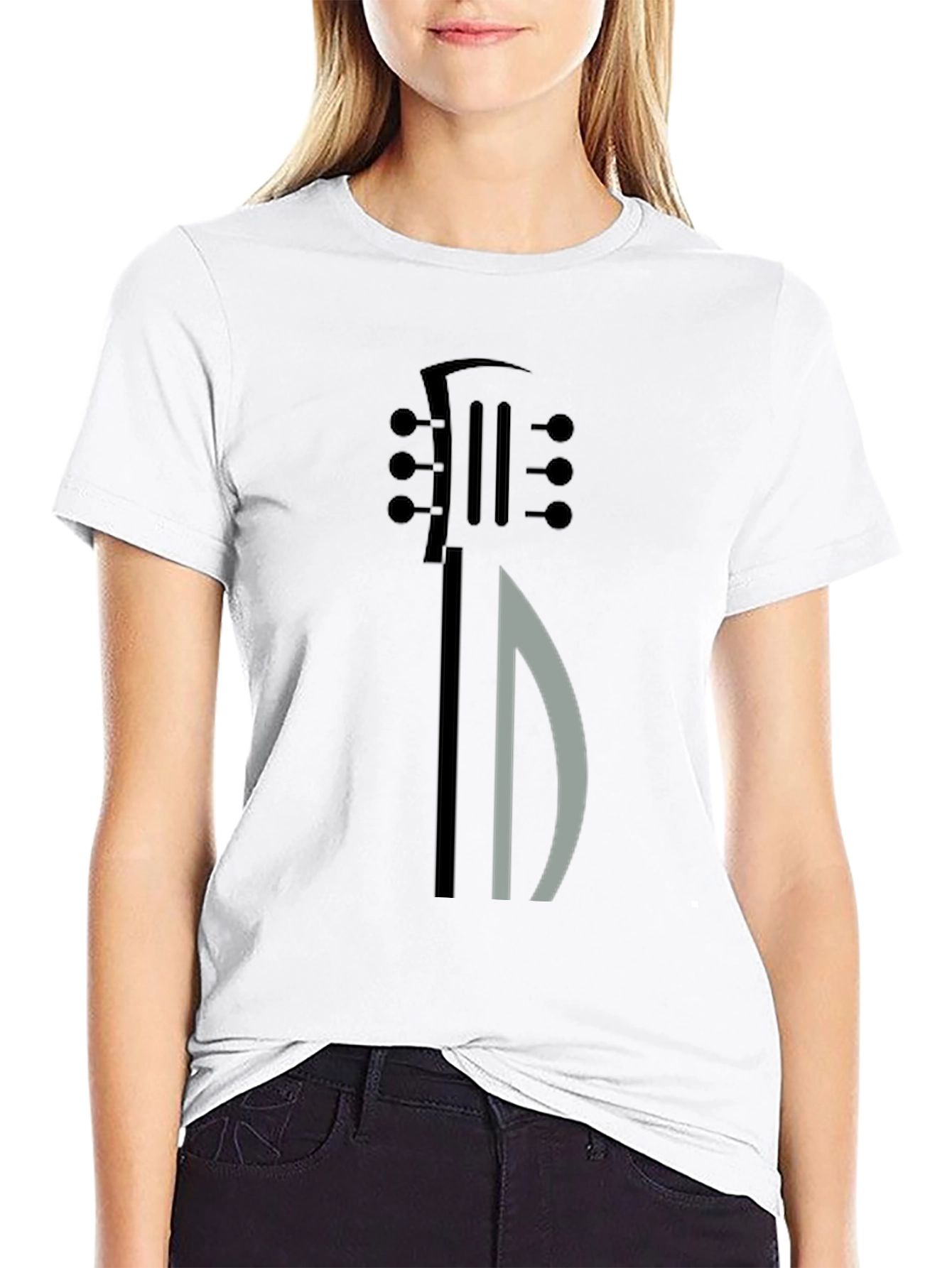 Black Guitar Graphic Tee - Modern Musical Shirt view 9