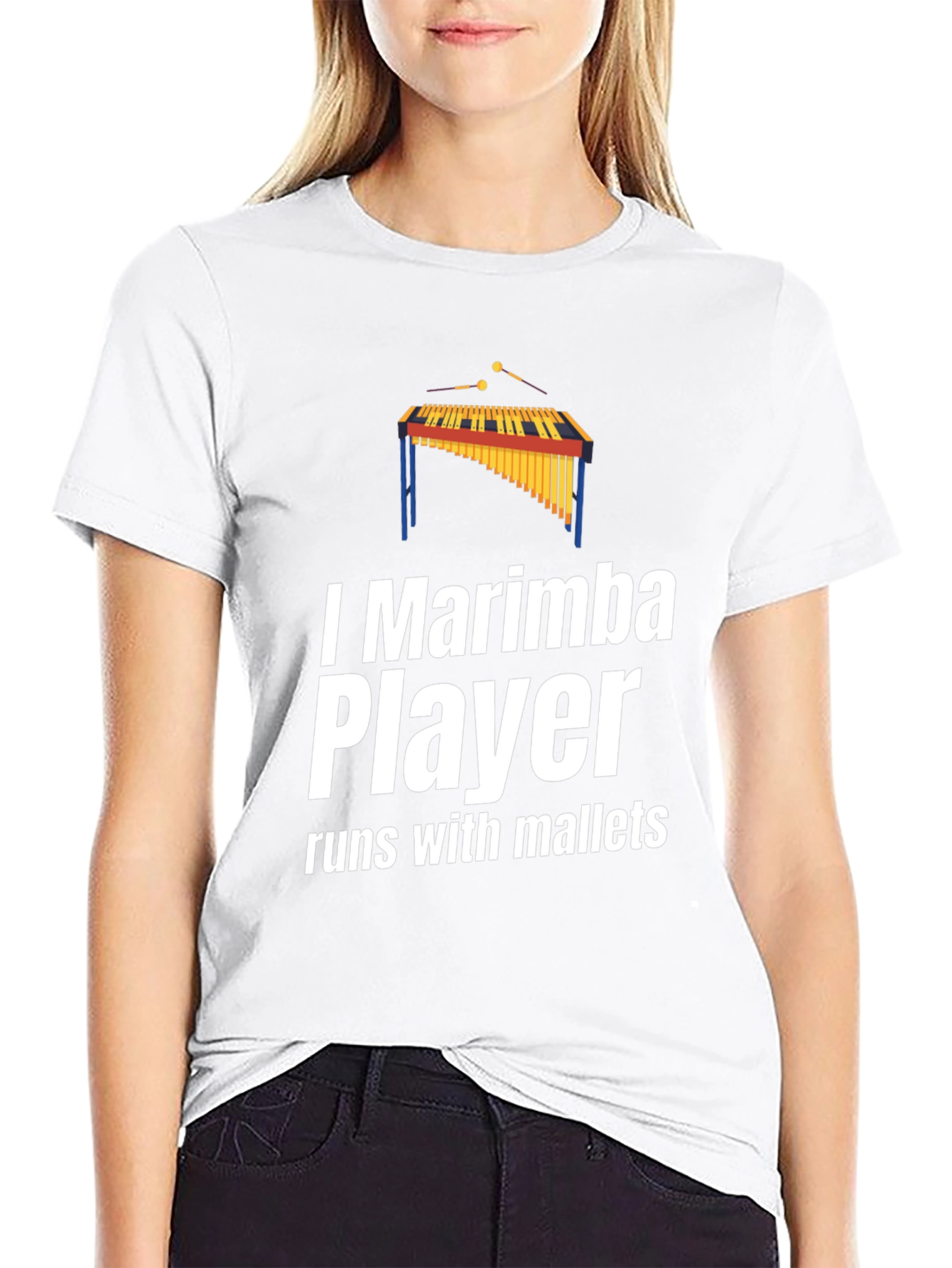 Black I Marimba Player T-Shirt - Runs With Mallets view 9