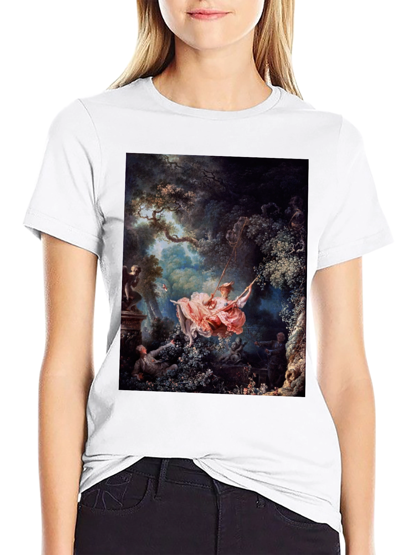 The Swing Painting T-Shirt - Artistic Rococo Style - 9