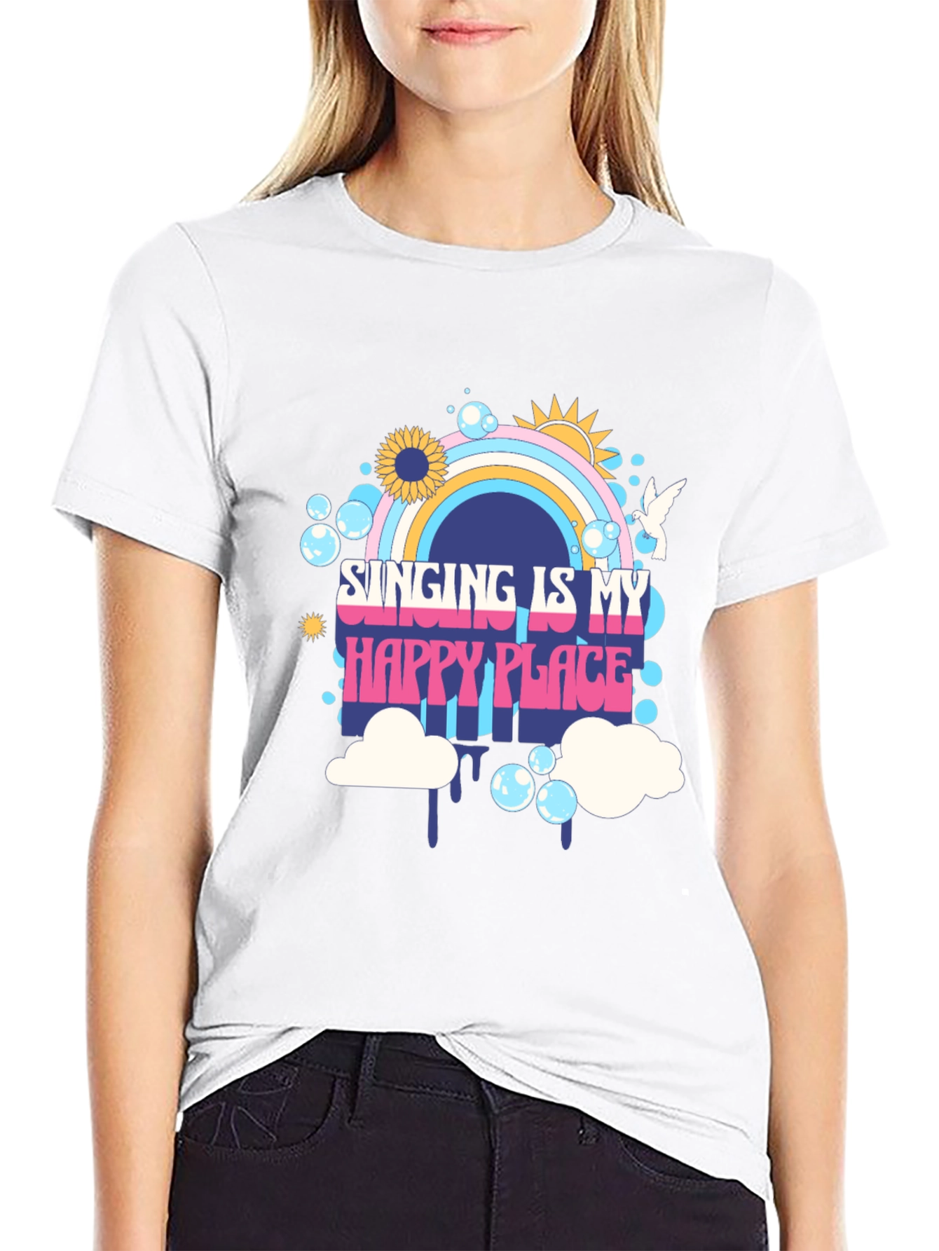Black Singing Is My Happy Place Graphic Tee view 9