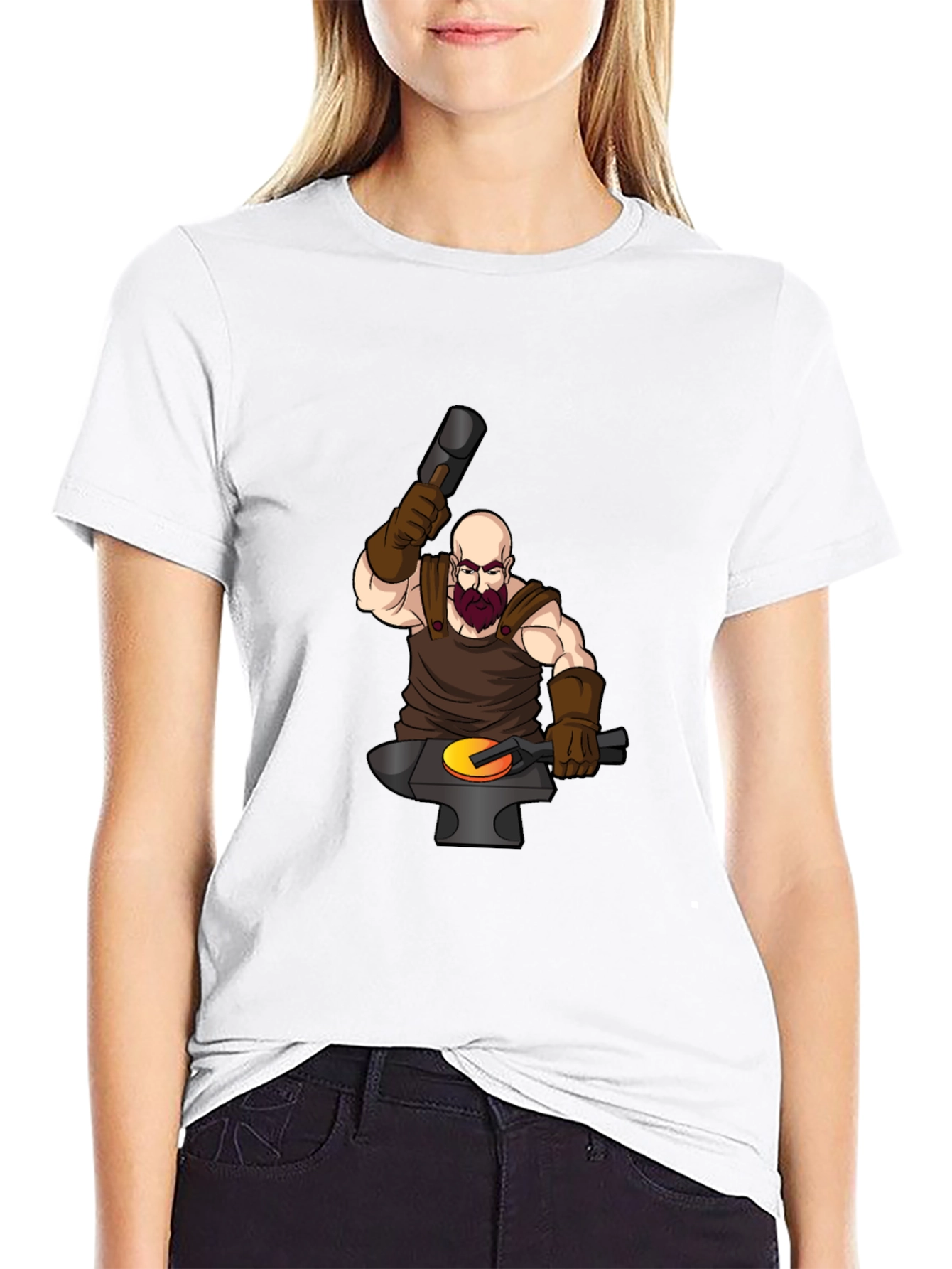 Black Blacksmith Cartoon Graphic Tee view 9