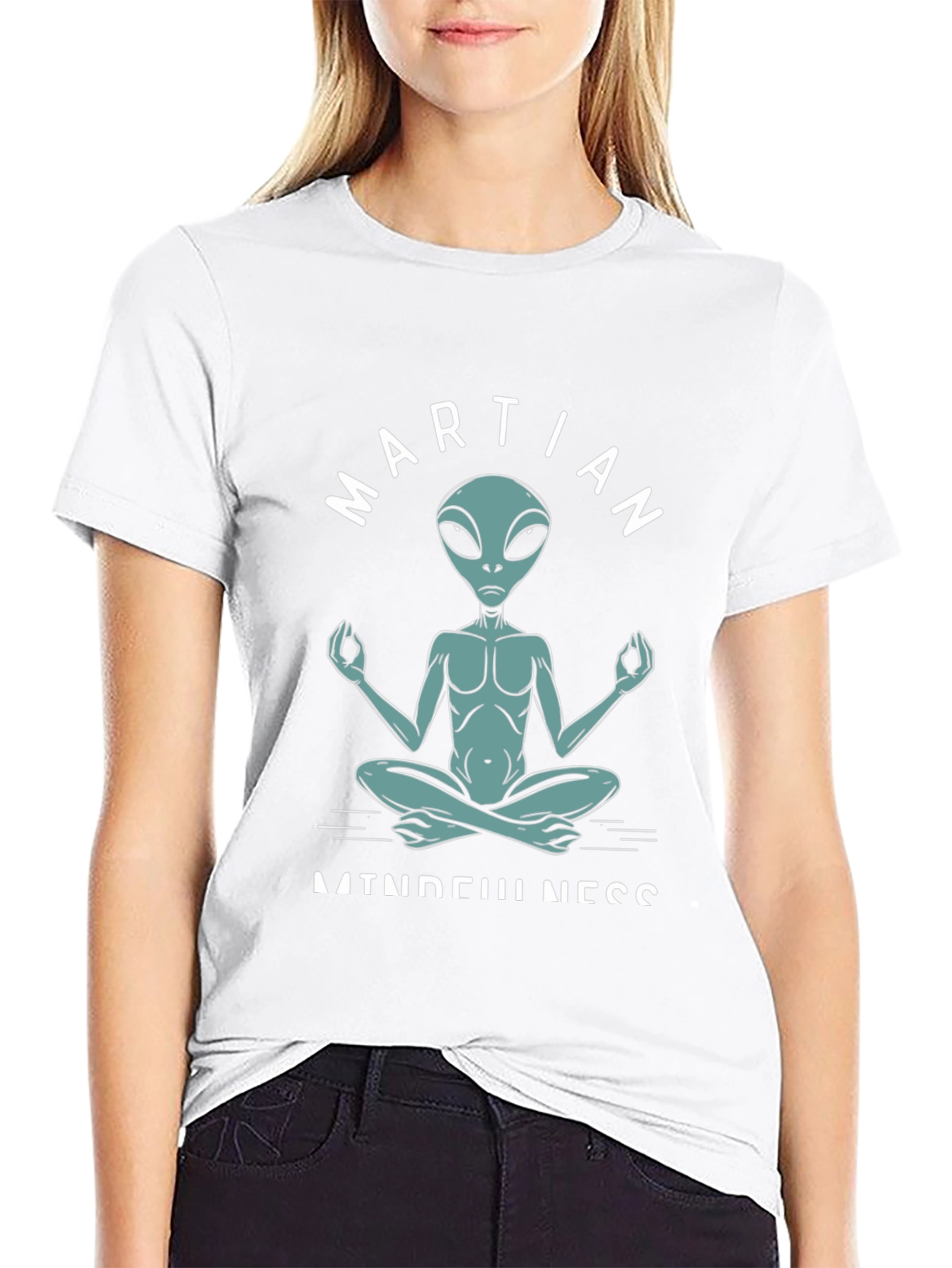 Black Martian Mindfulness Meditation T-Shirt view 9