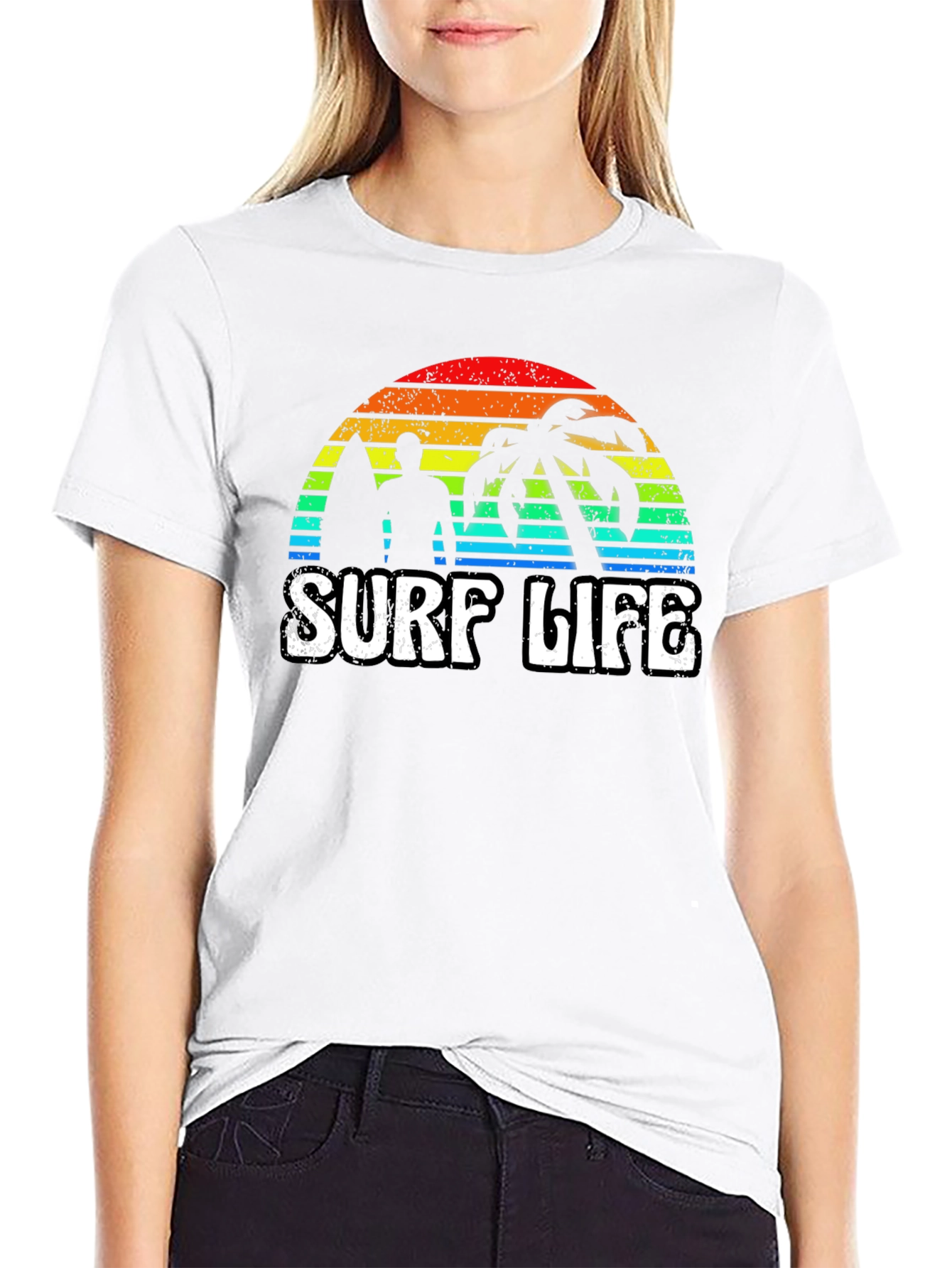 Black Surf Life Graphic Tee - Retro Sunset view 9