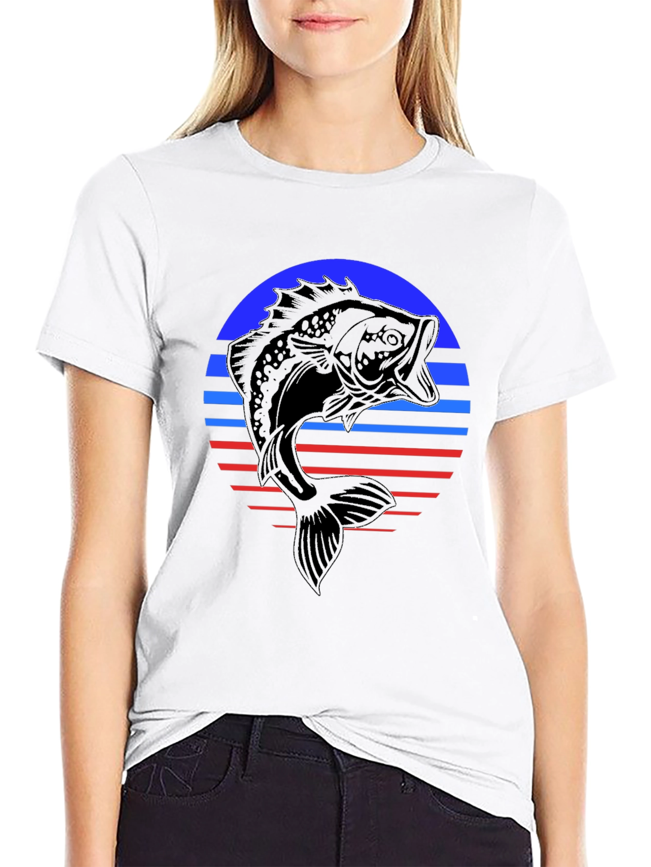 Black Retro Bass Fishing T-Shirt view 9