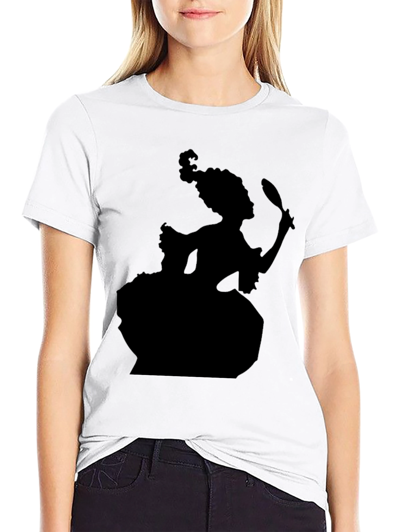 Black Silhouette Rococo Lady T-Shirt - Black view 9