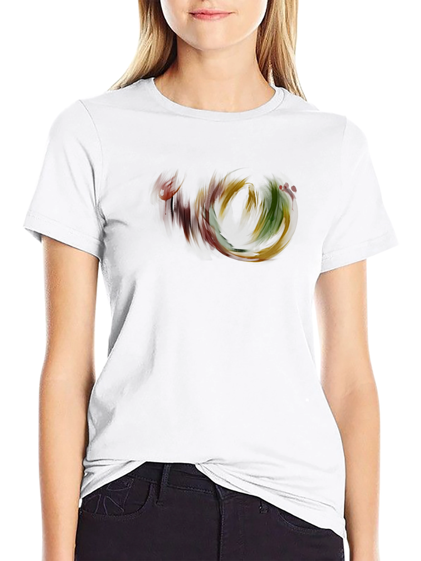 Black Abstract Swirl Graphic Black T-Shirt view 9