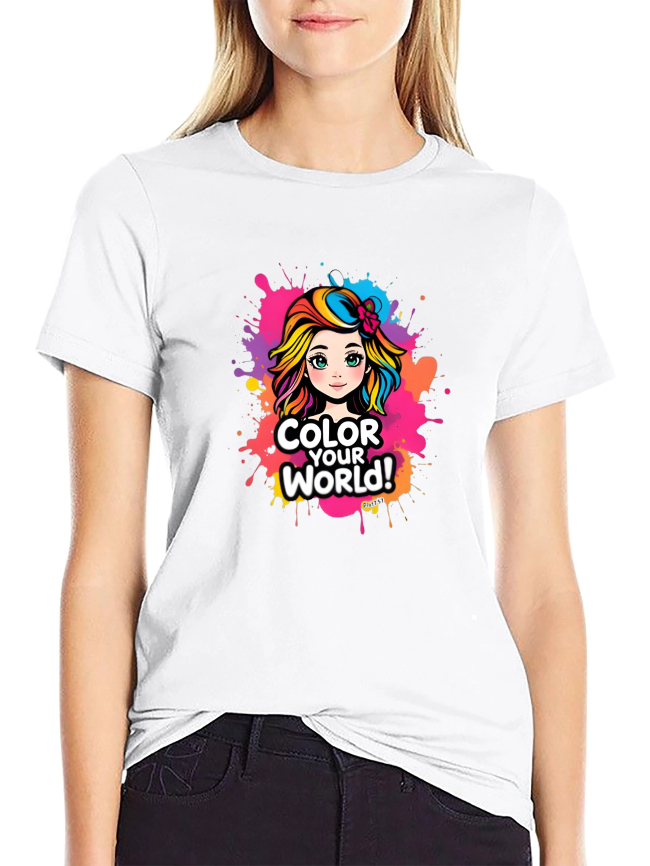 Black Colorful World T-Shirt - Fun Graphic Tee view 9