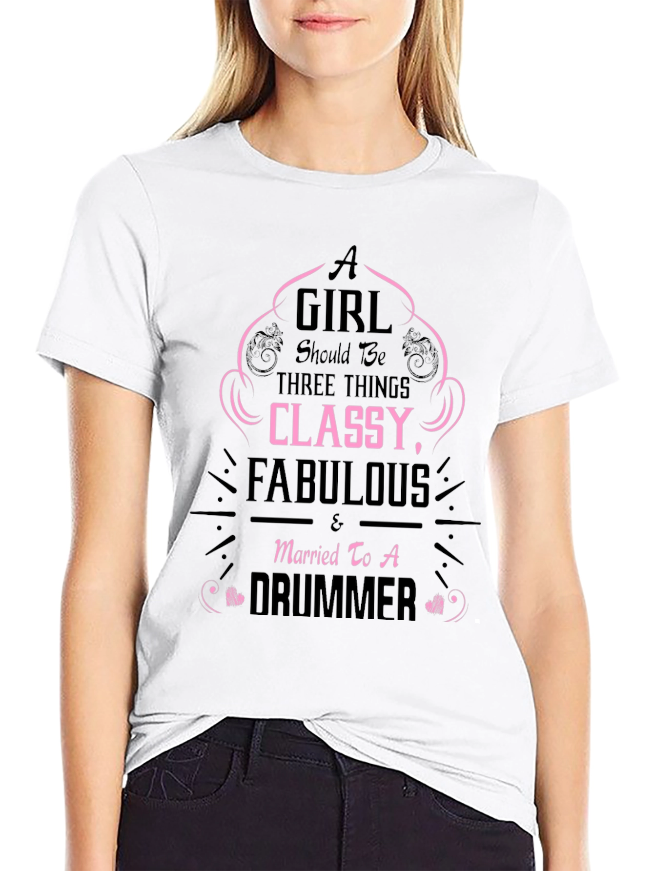 Black Classy Fabulous Drummer Wife T-Shirt view 9