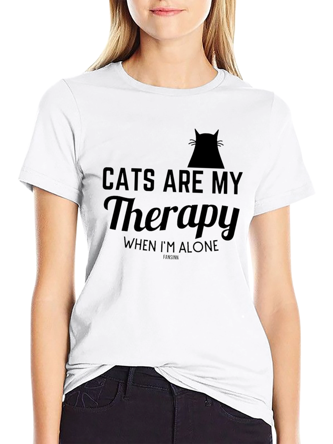 Black Cats Are My Therapy T-Shirt view 9