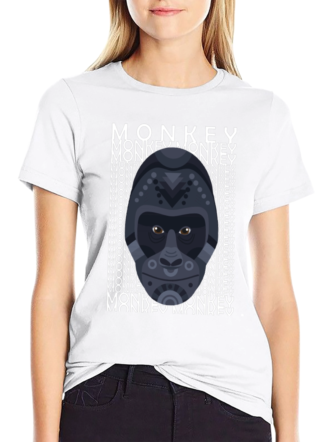 Black Geometric Gorilla Graphic Tee - Men's Black T-Shirt view 9