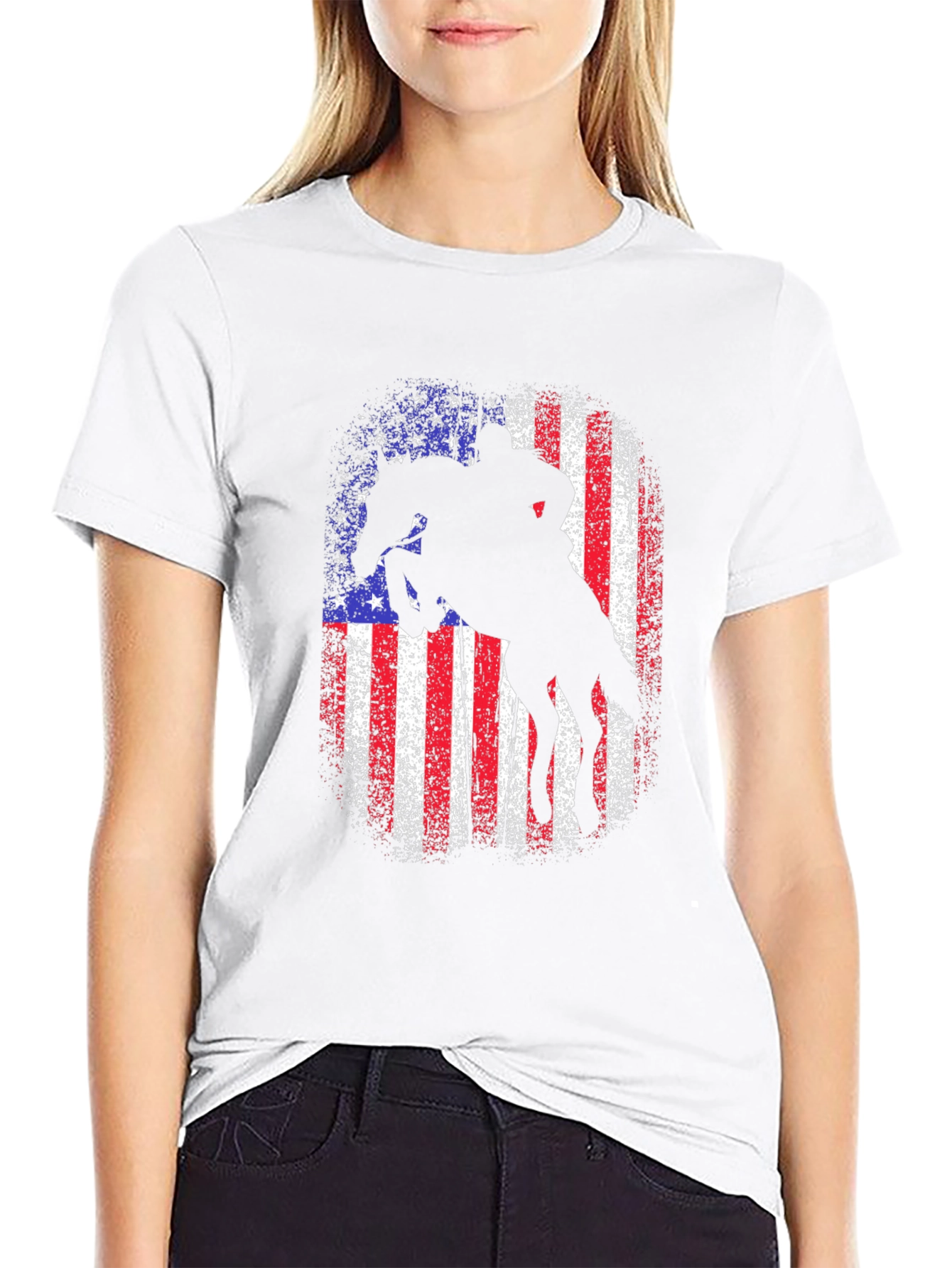 Black American Rodeo T-Shirt - Patriotic Rider Design view 9