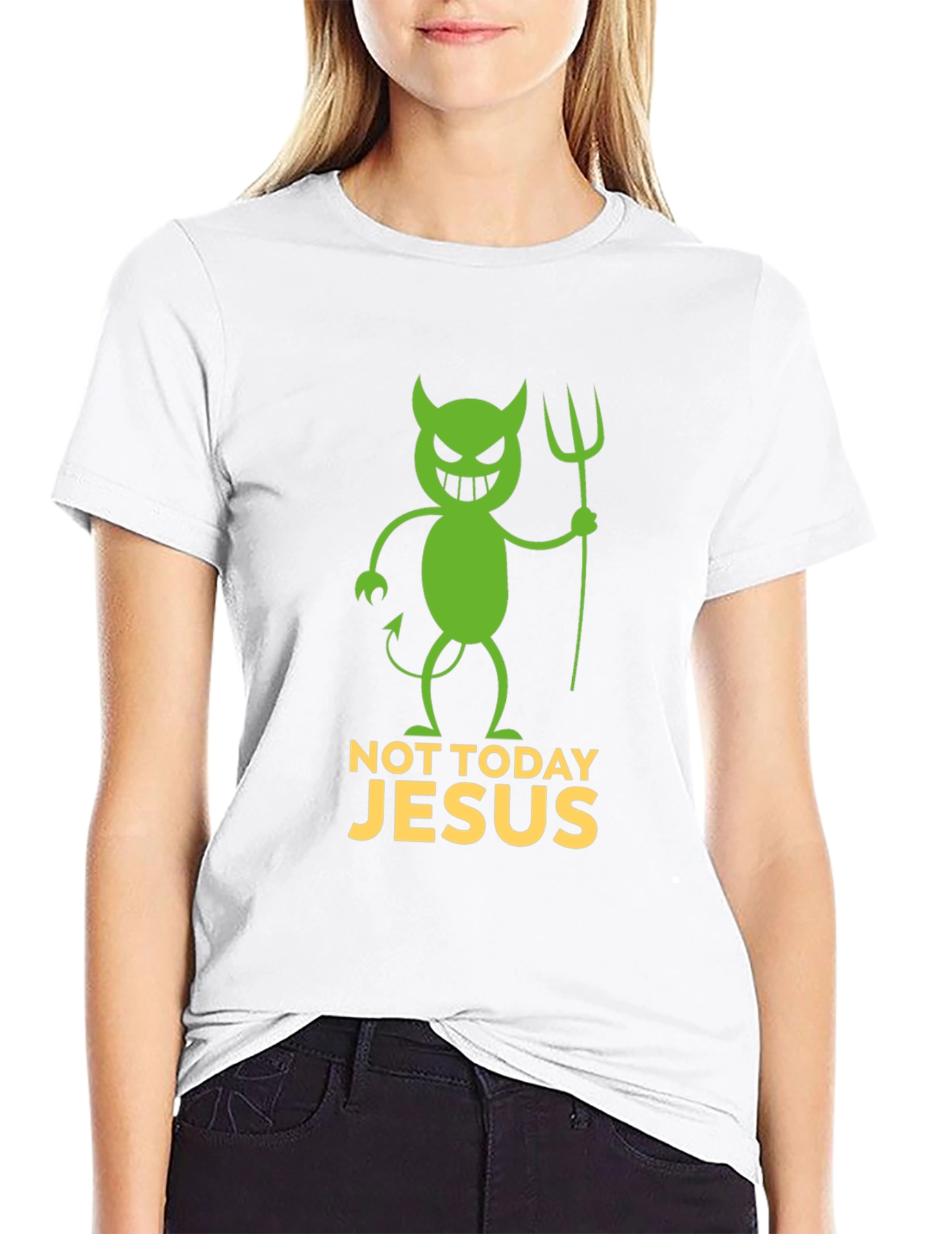 Black Not Today Jesus Funny Graphic T-Shirt view 9
