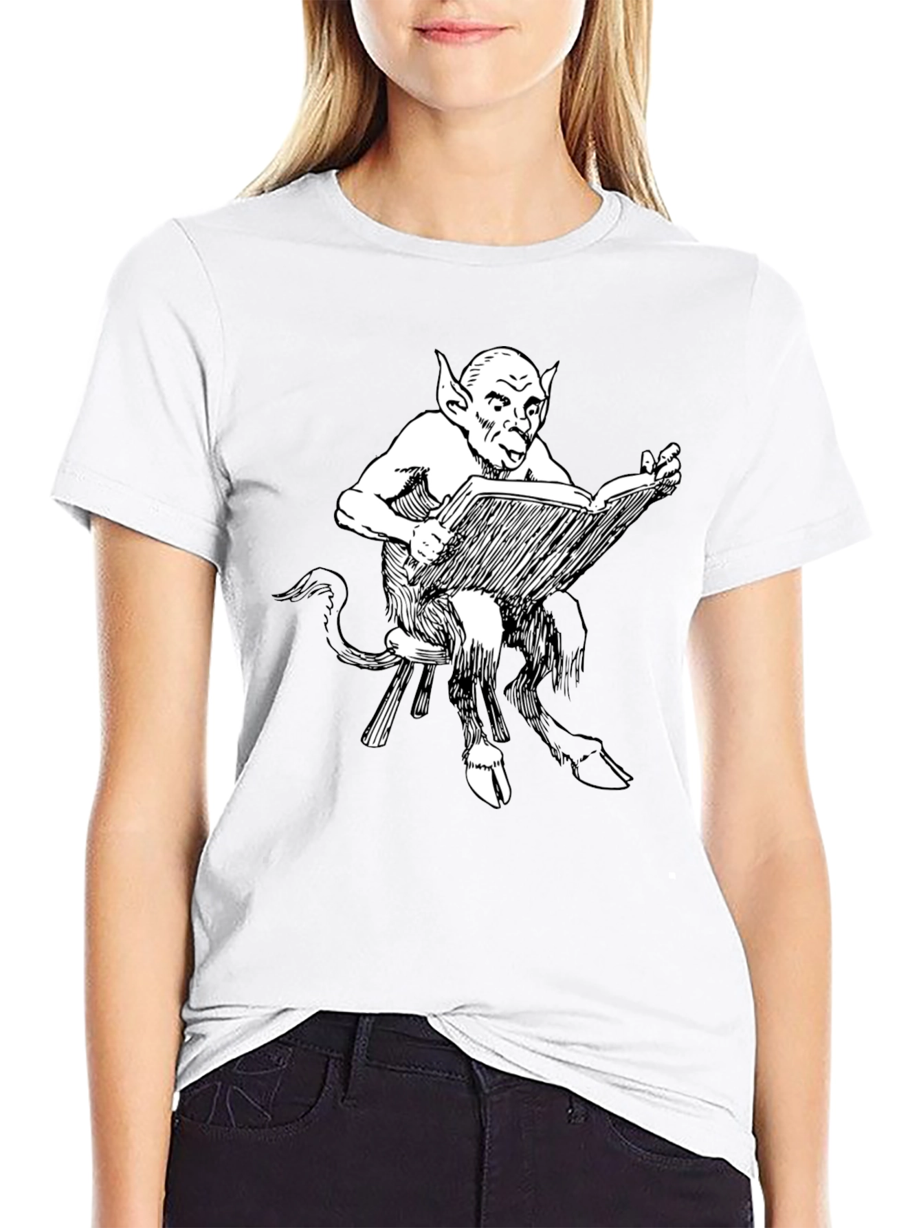 Black Satyr Reading Book Black T-Shirt view 9