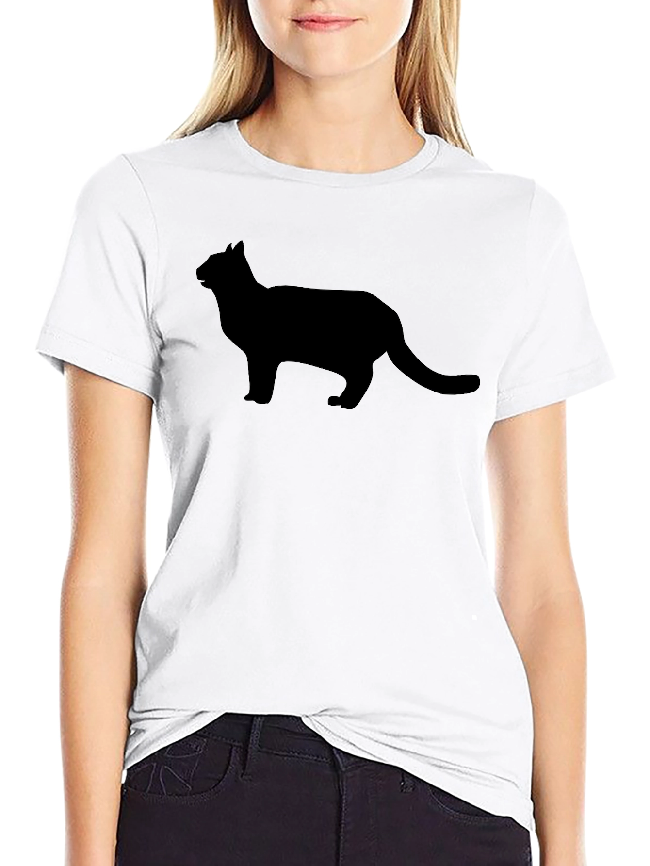Black Black Cat Silhouette Graphic Tee - Men's Casual T-Shirt view 9