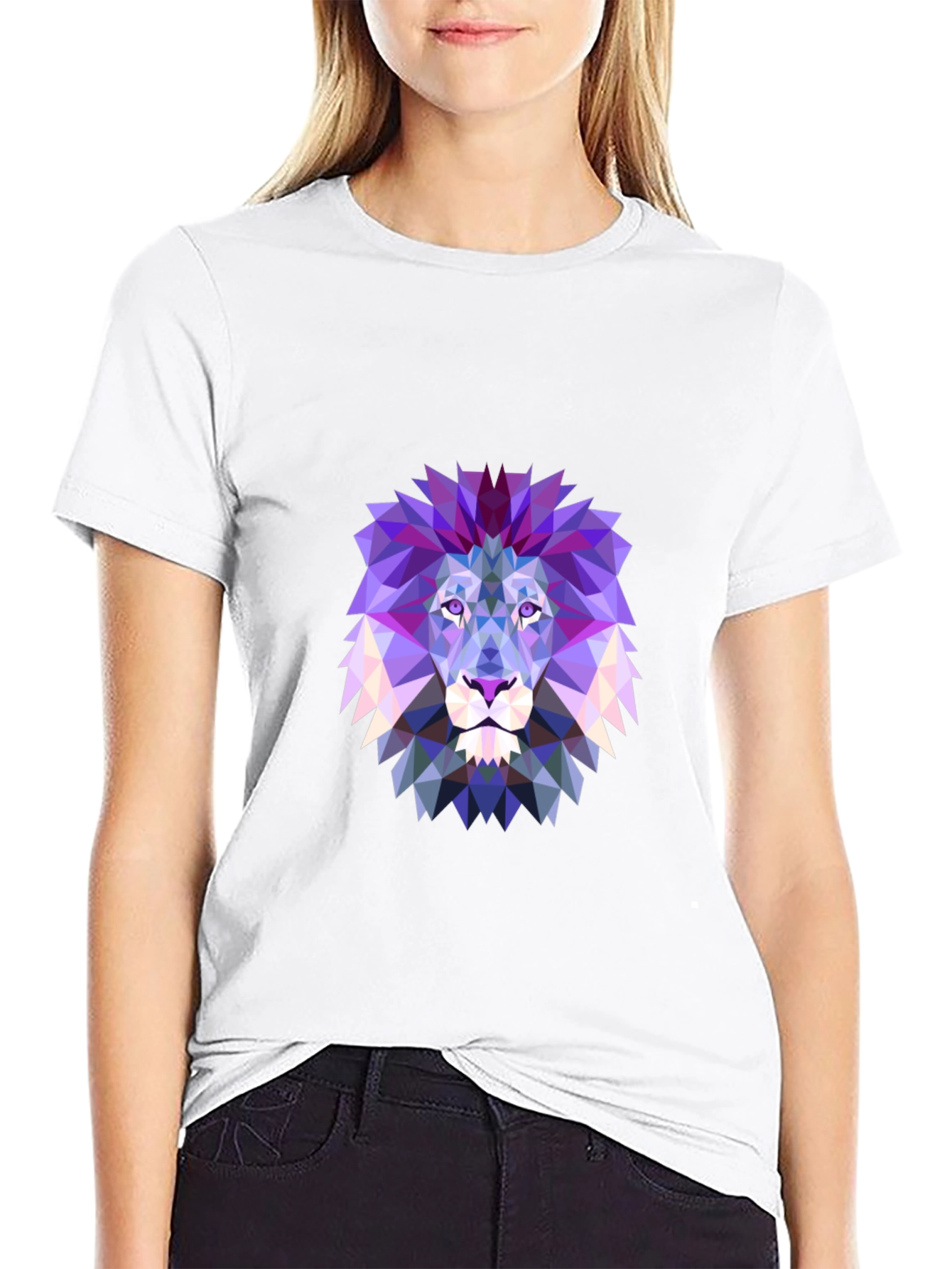 Black Geometric Lion Graphic T-Shirt view 9