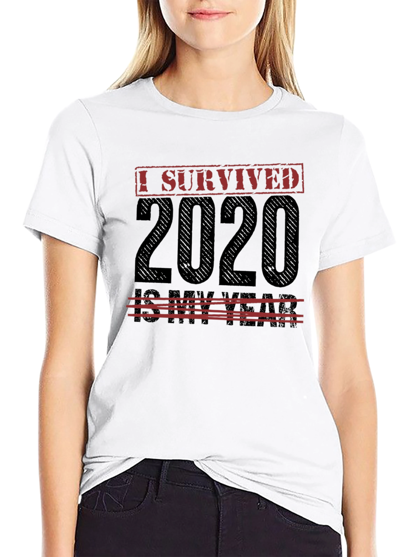 Black I Survived 2020 Men's Black T-Shirt view 9