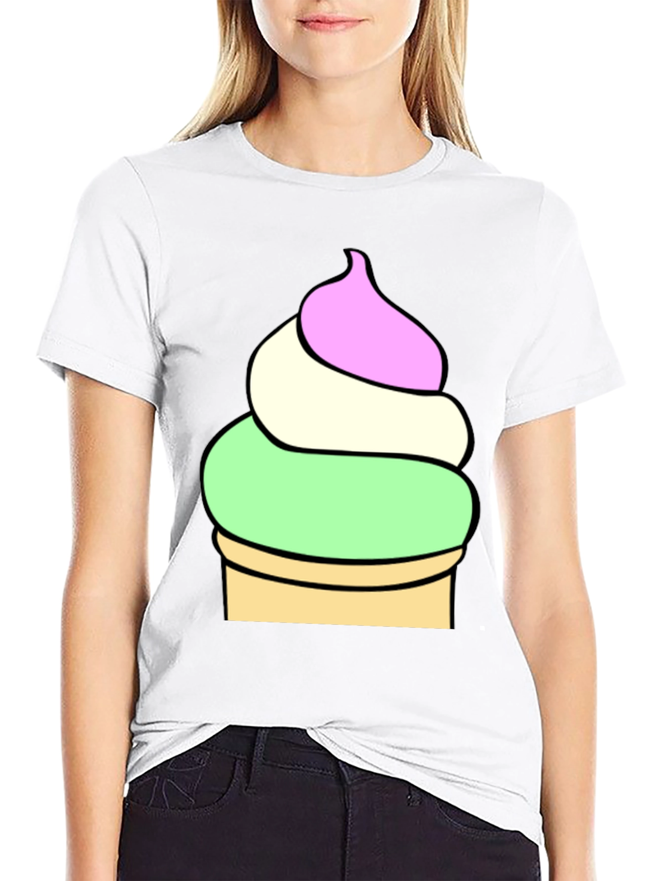 Black Ice Cream Cone Graphic Tee - Soft Cotton Blend view 9