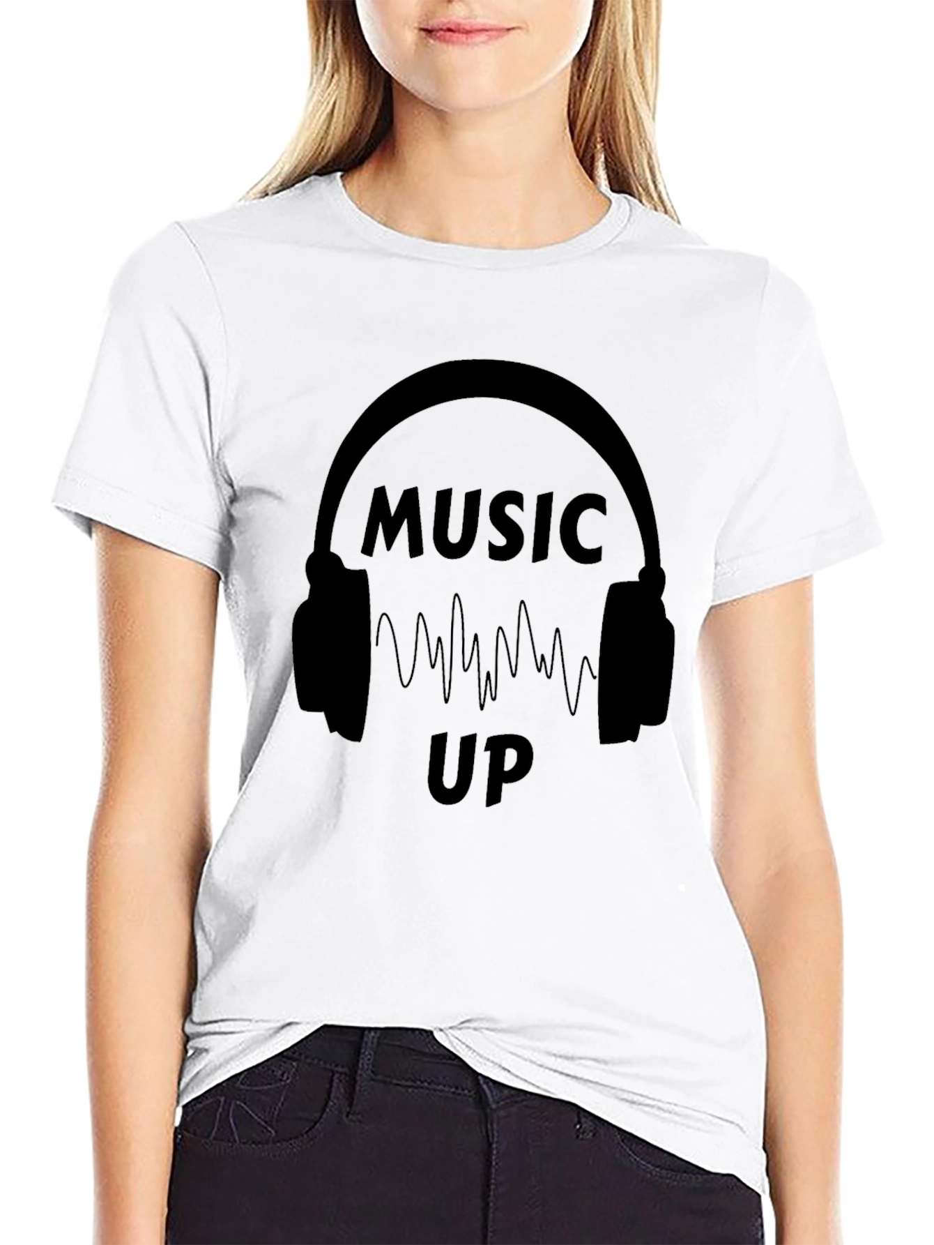 Black Music Up Black Graphic T-Shirt view 9
