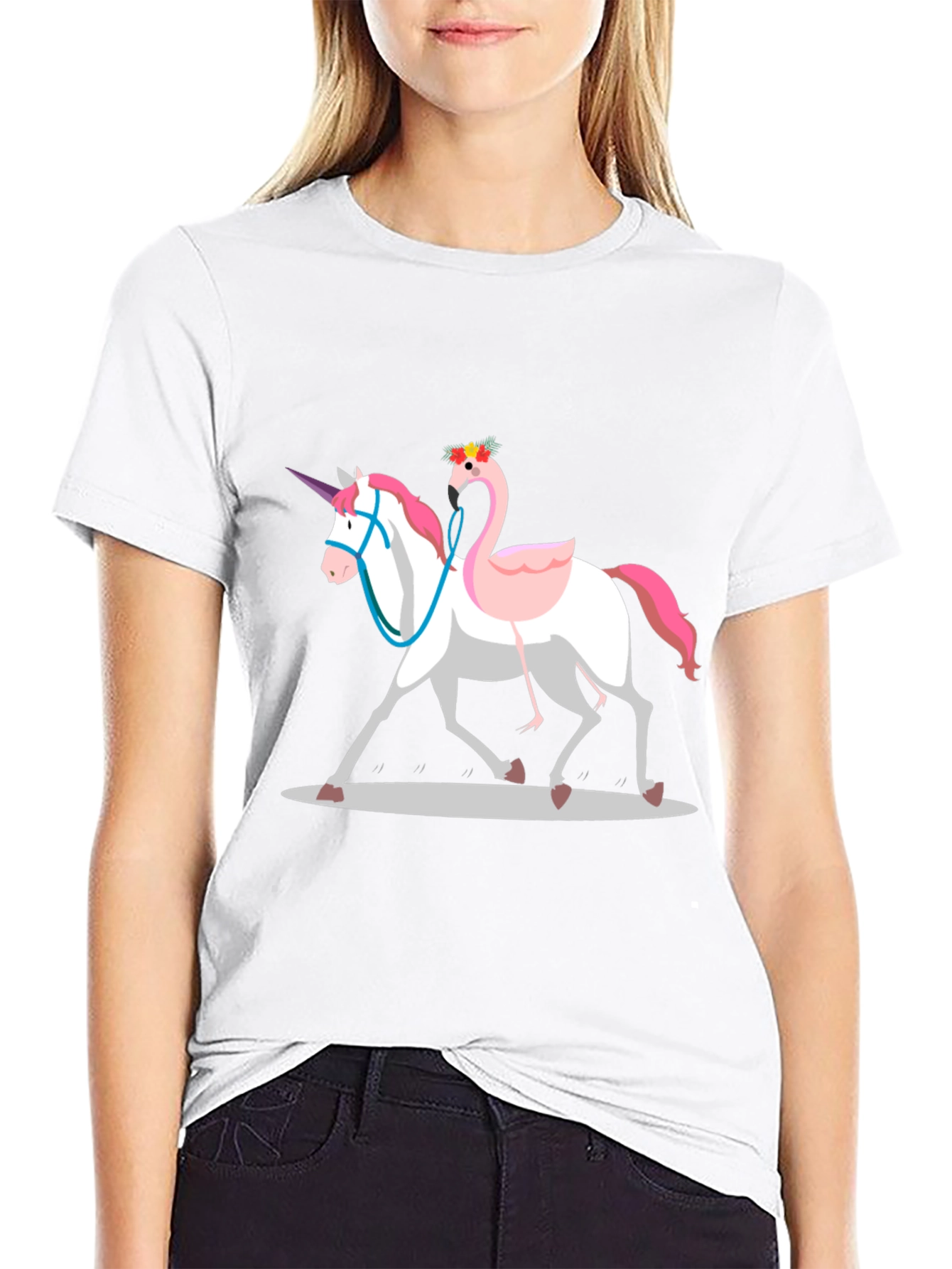Black Unicorn & Flamingo T-Shirt view 9
