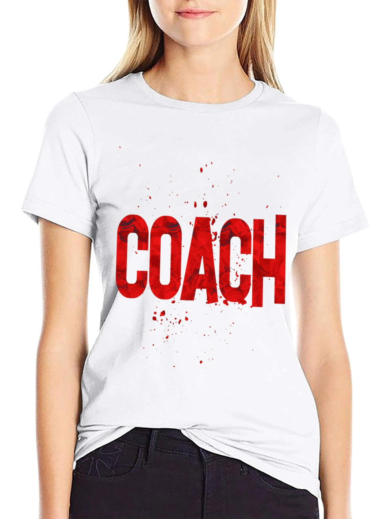 Coach Graphic T-Shirt - Red Text on Black Tee - 9